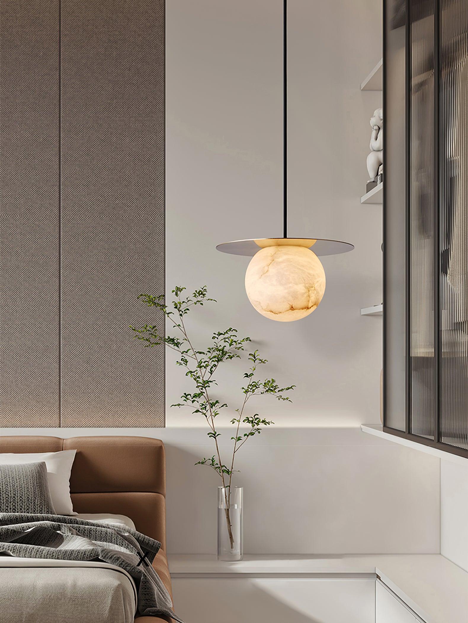 Velar Sphere Alabaster Pendant Light