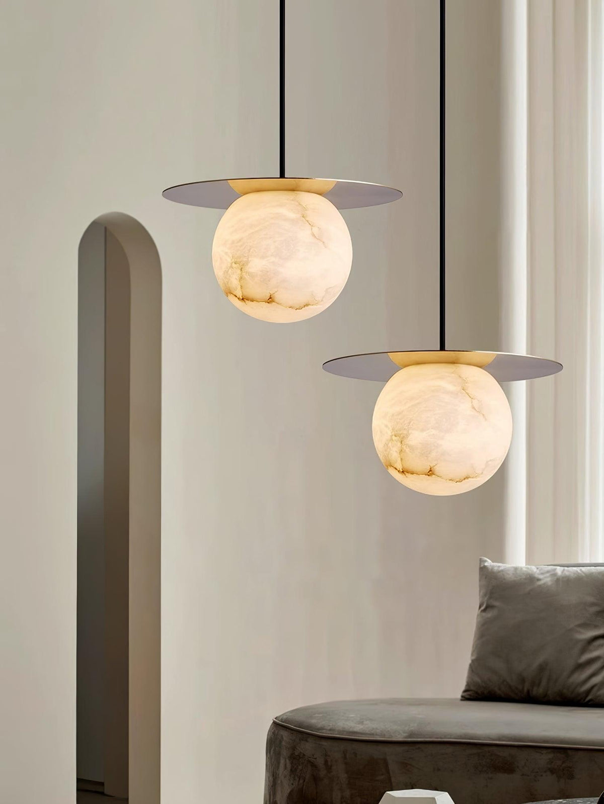 Velar Sphere Alabaster Pendant Light