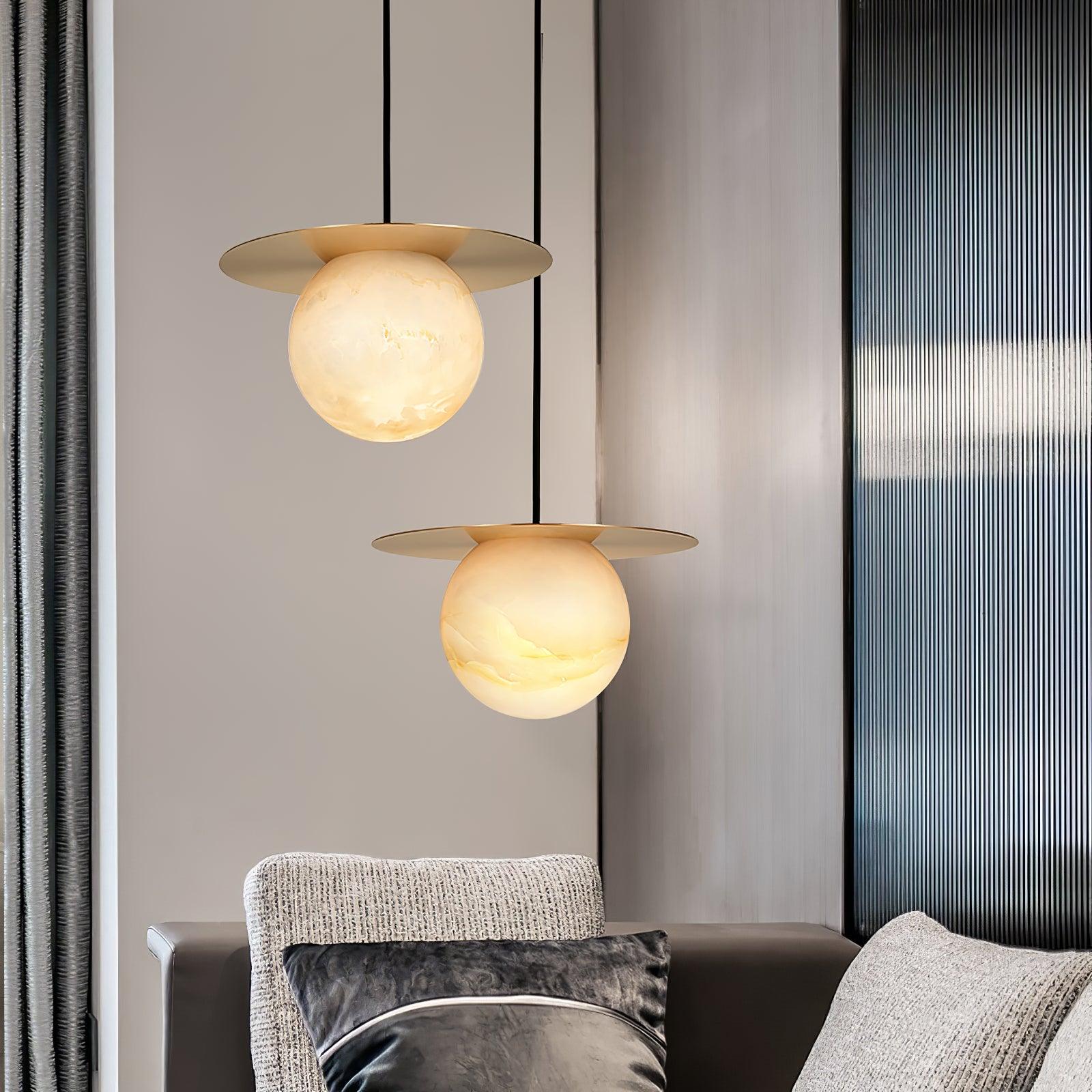Velar Sphere Alabaster Pendant Light