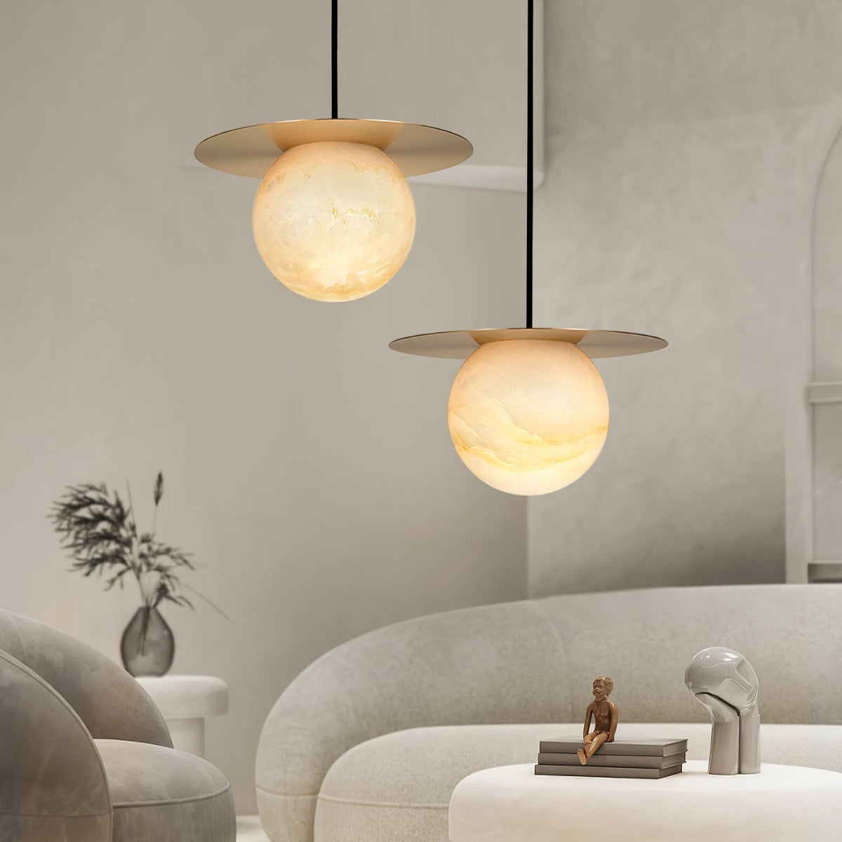 Velar Sphere Alabaster Pendant Light