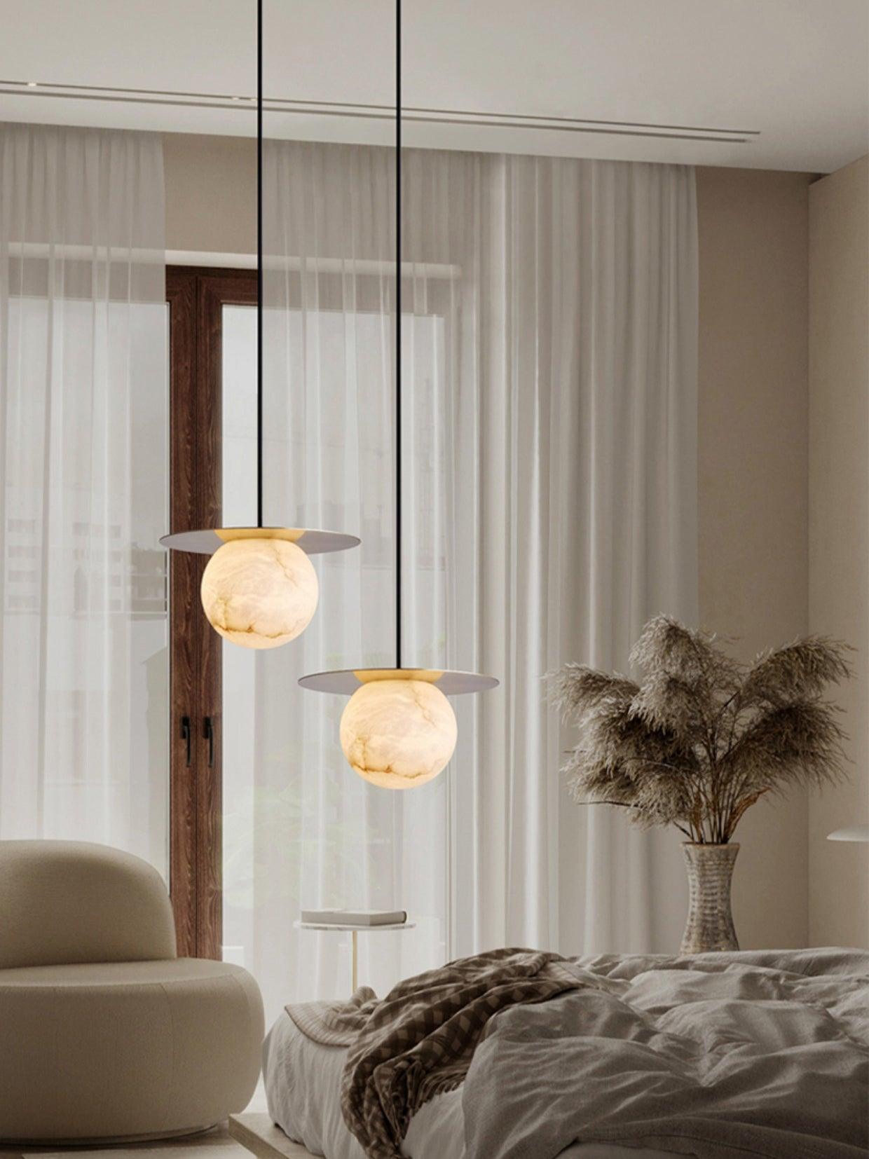 Velar Sphere Alabaster Pendant Light