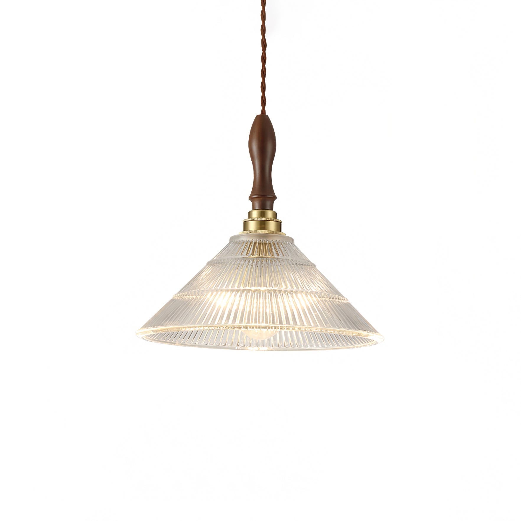Arcara Vintage Ripple Glass Wood Pendant Lamp