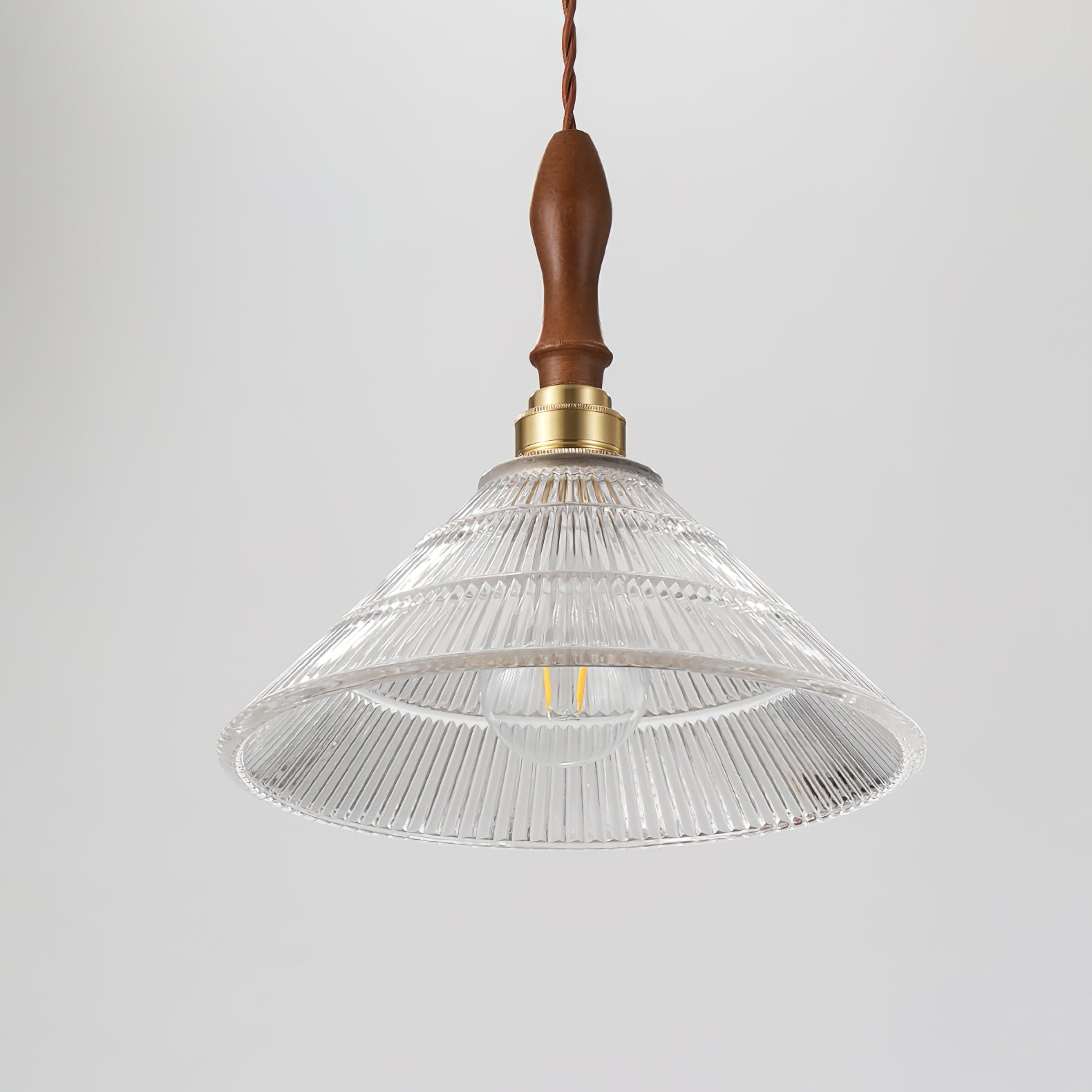Arcara Vintage Ripple Glass Wood Pendant Lamp