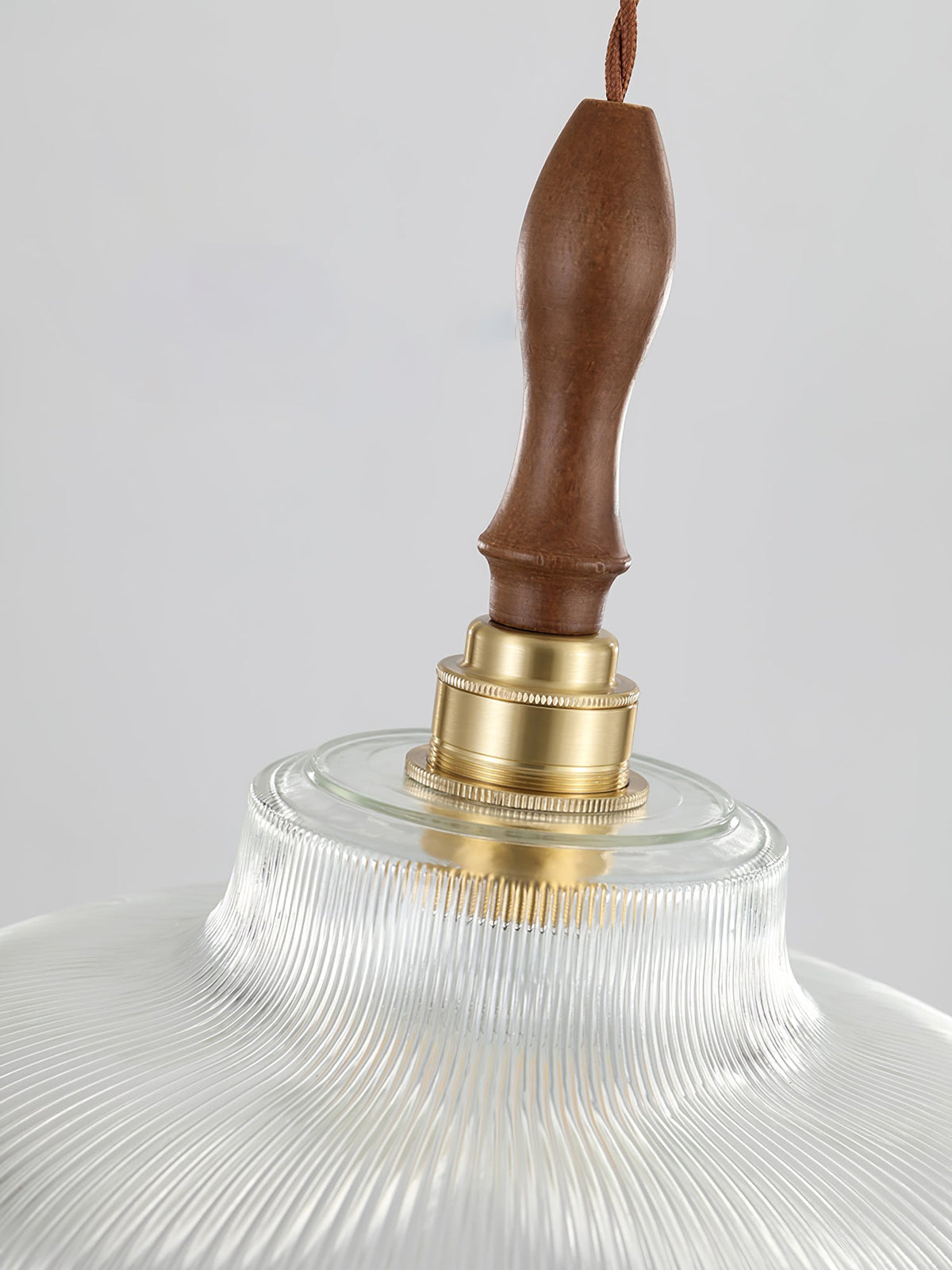Arcara Vintage Ripple Glass Wood Pendant Lamp