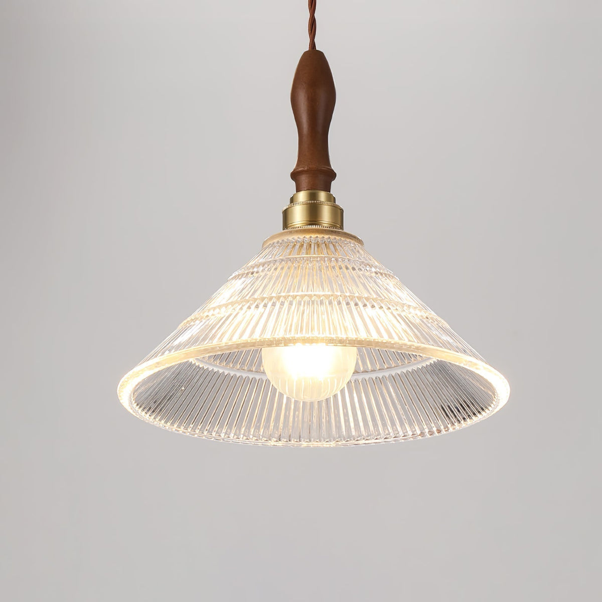 Arcara Vintage Ripple Glass Wood Pendant Lamp