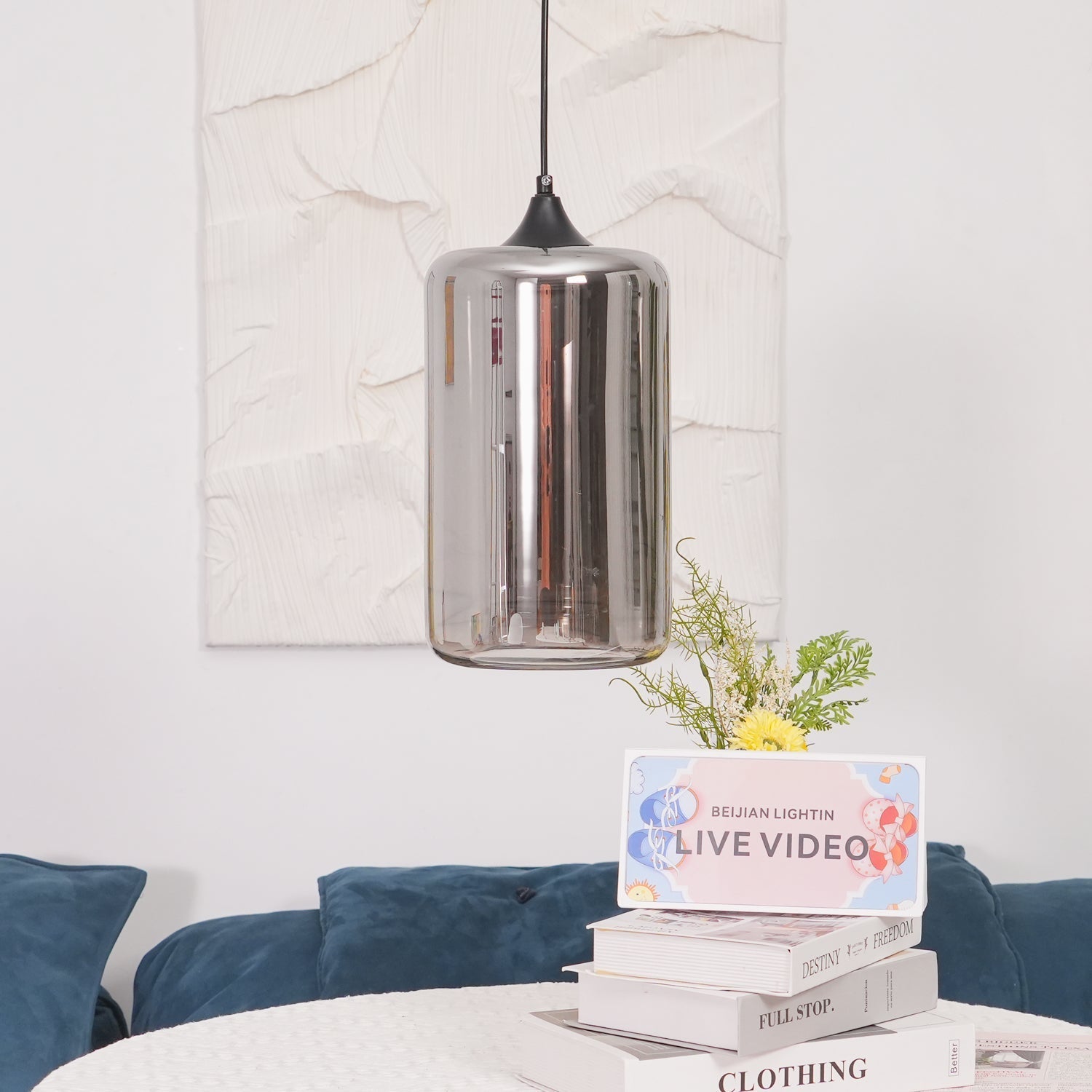 Gabrielle Minimalist Bottle Glass Pendant Light Smoke Gray