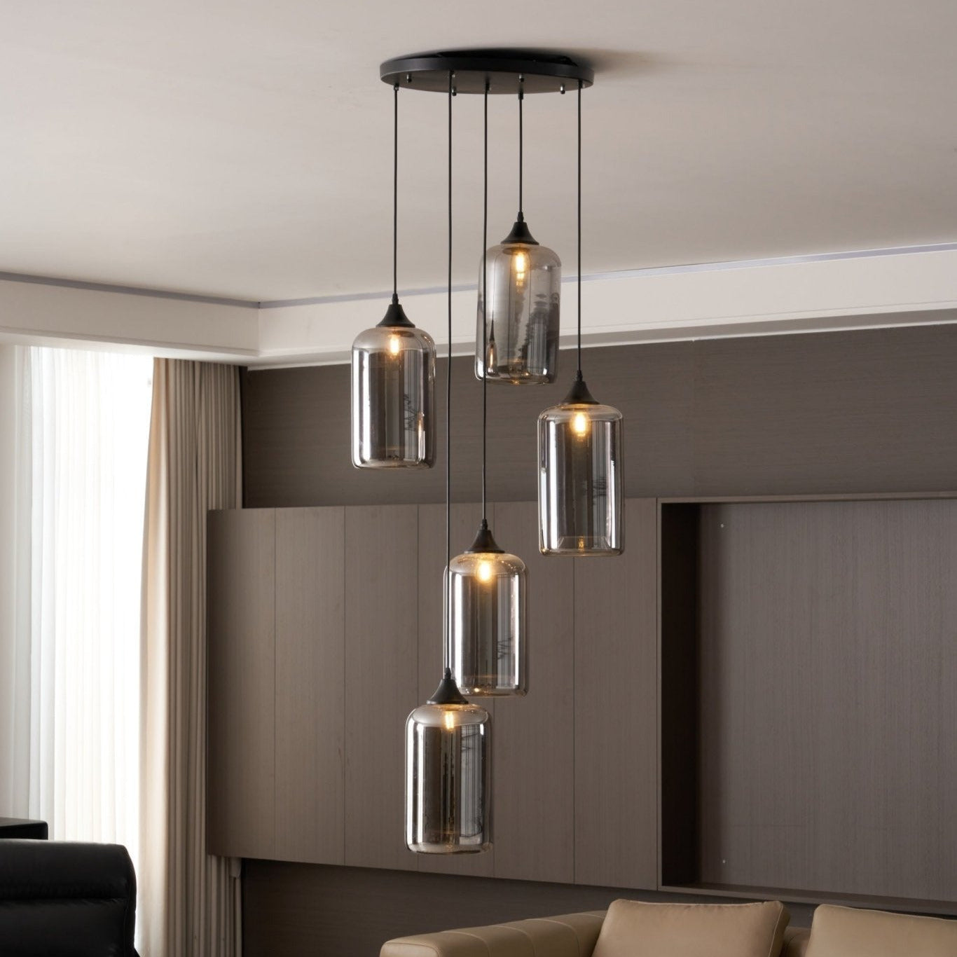 Gabrielle Minimalist Bottle Glass Pendant Light Smoke Gray