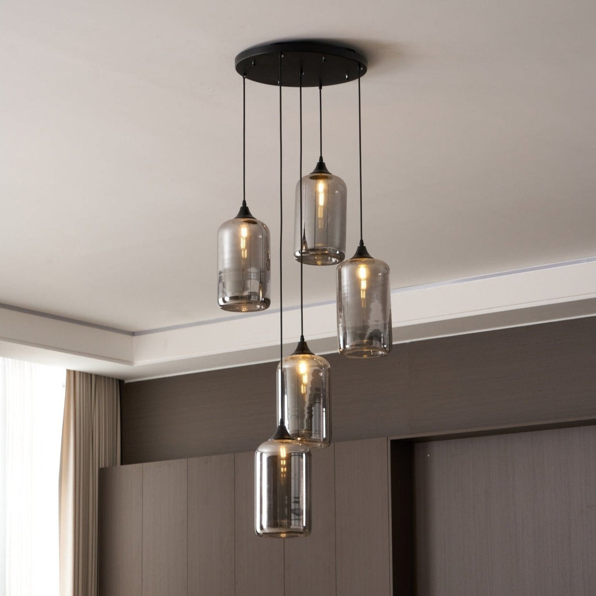 Gabrielle Minimalist Bottle Glass Pendant Light Smoke Gray