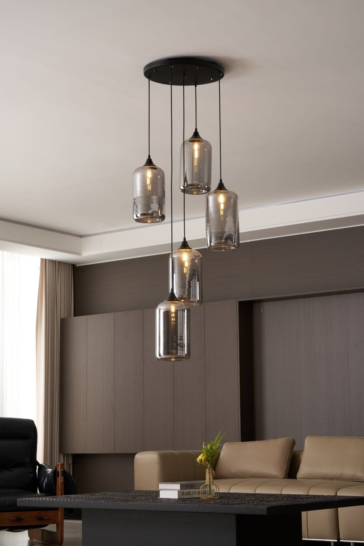 Tevely Glass Industrial Chic Pendant Light