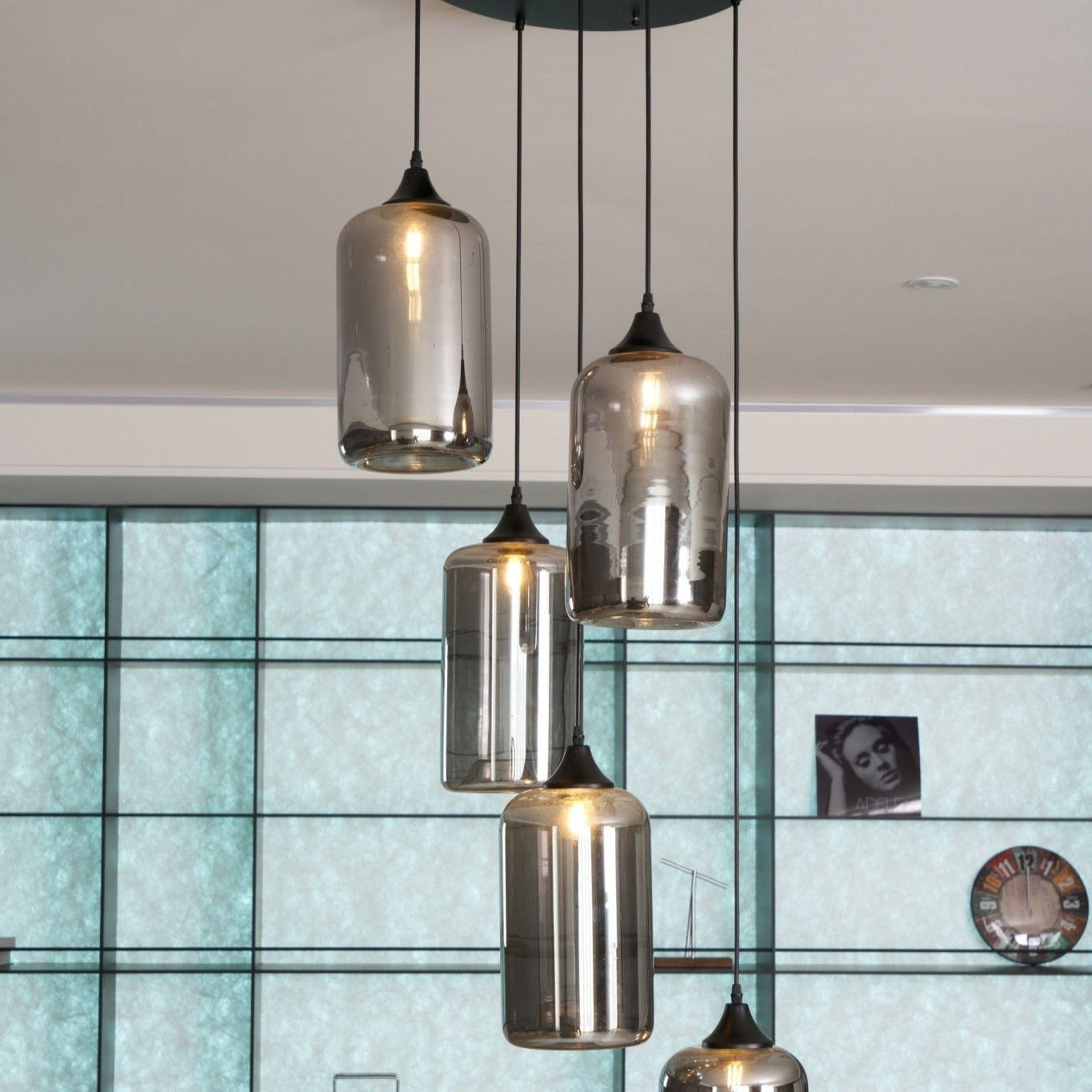 Gabrielle Minimalist Bottle Glass Pendant Light Smoke Gray