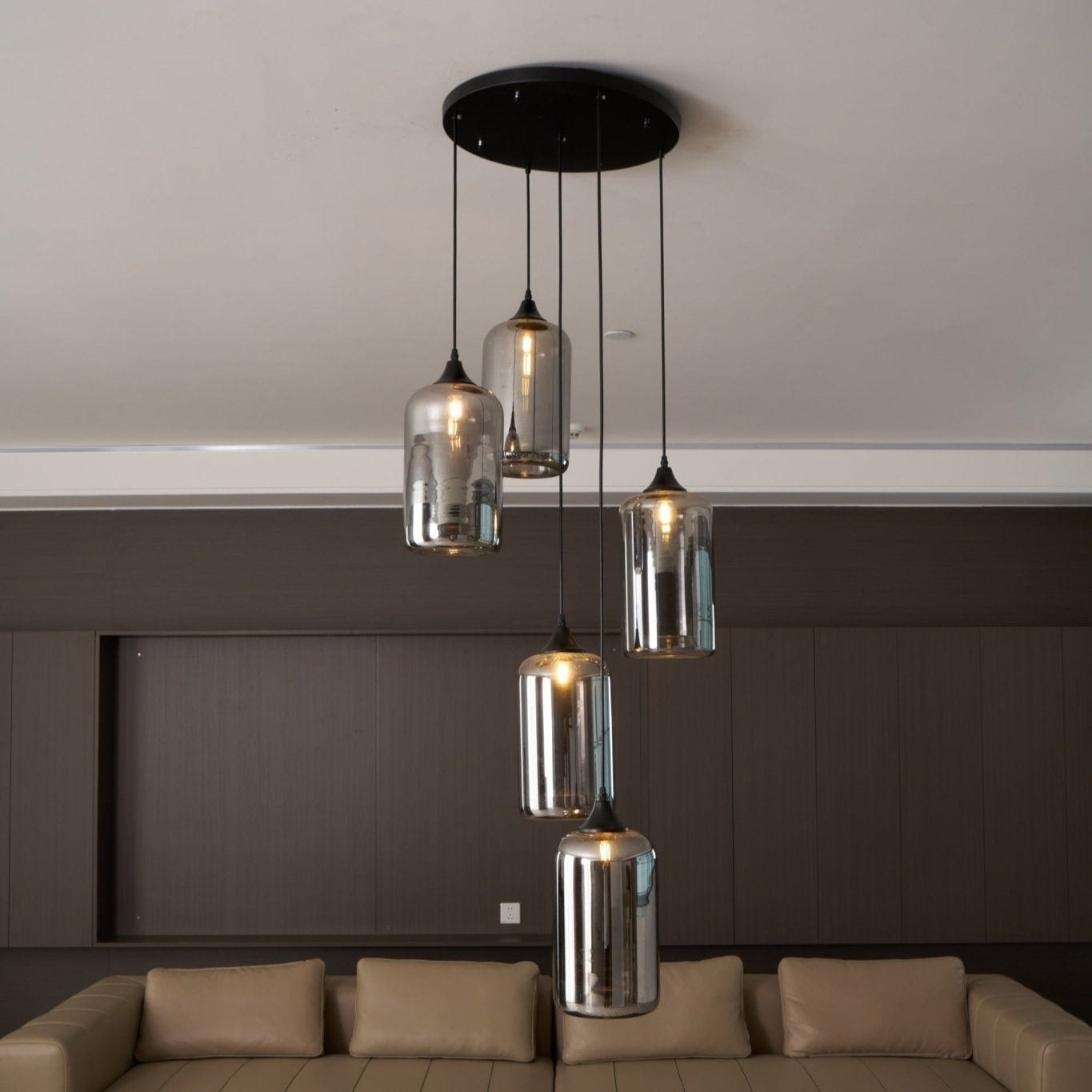 Gabrielle Minimalist Bottle Glass Pendant Light Smoke Gray