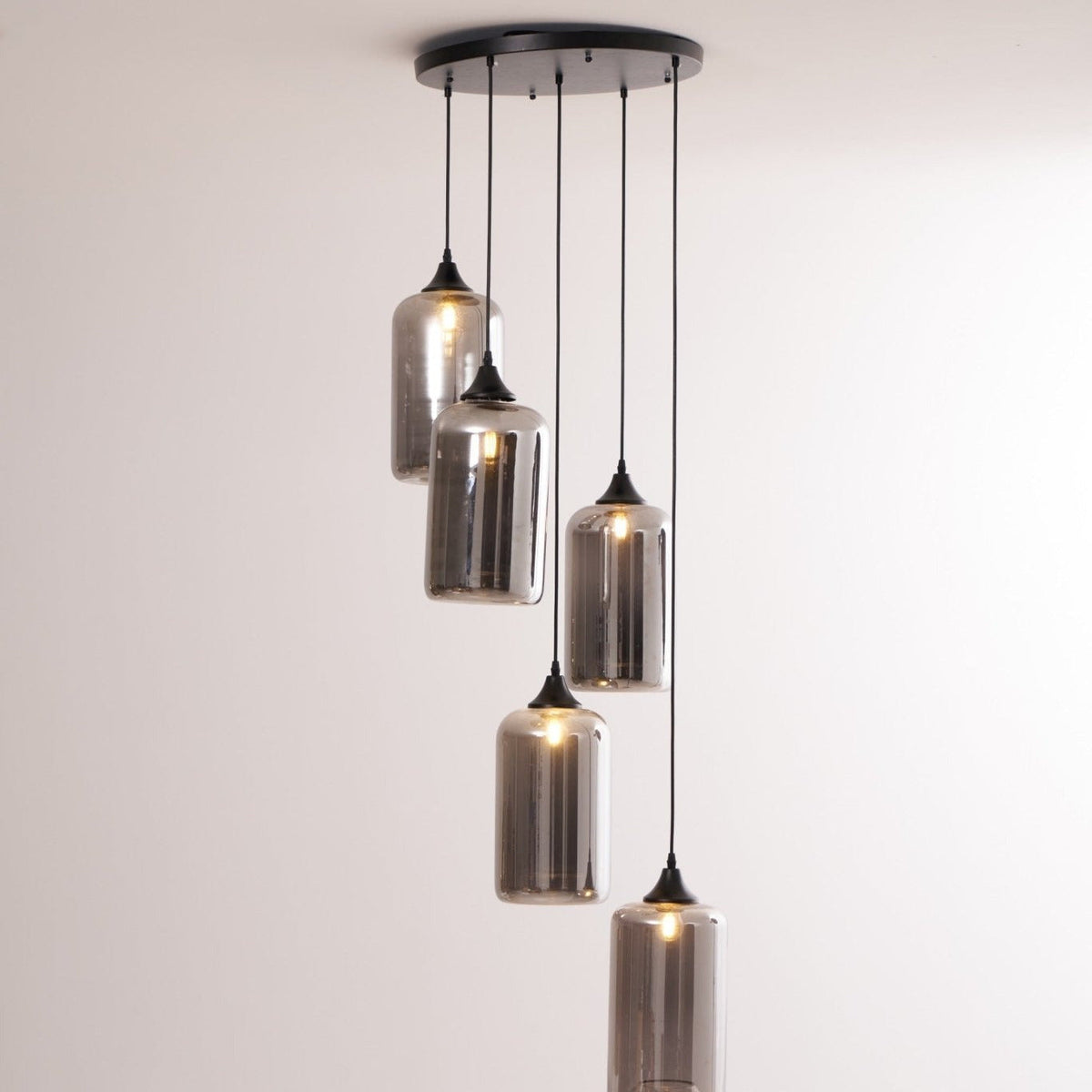 Gabrielle Minimalist Bottle Glass Pendant Light Smoke Gray