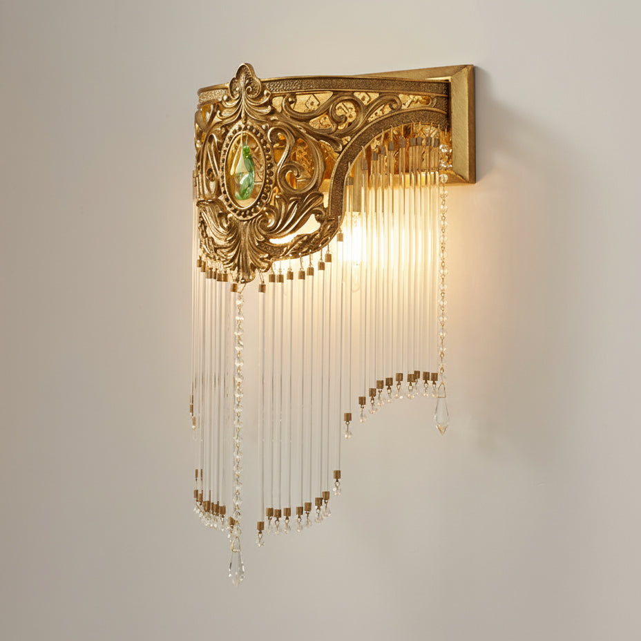 Bow Tie Gold Crystal Fringe Wall Sconce