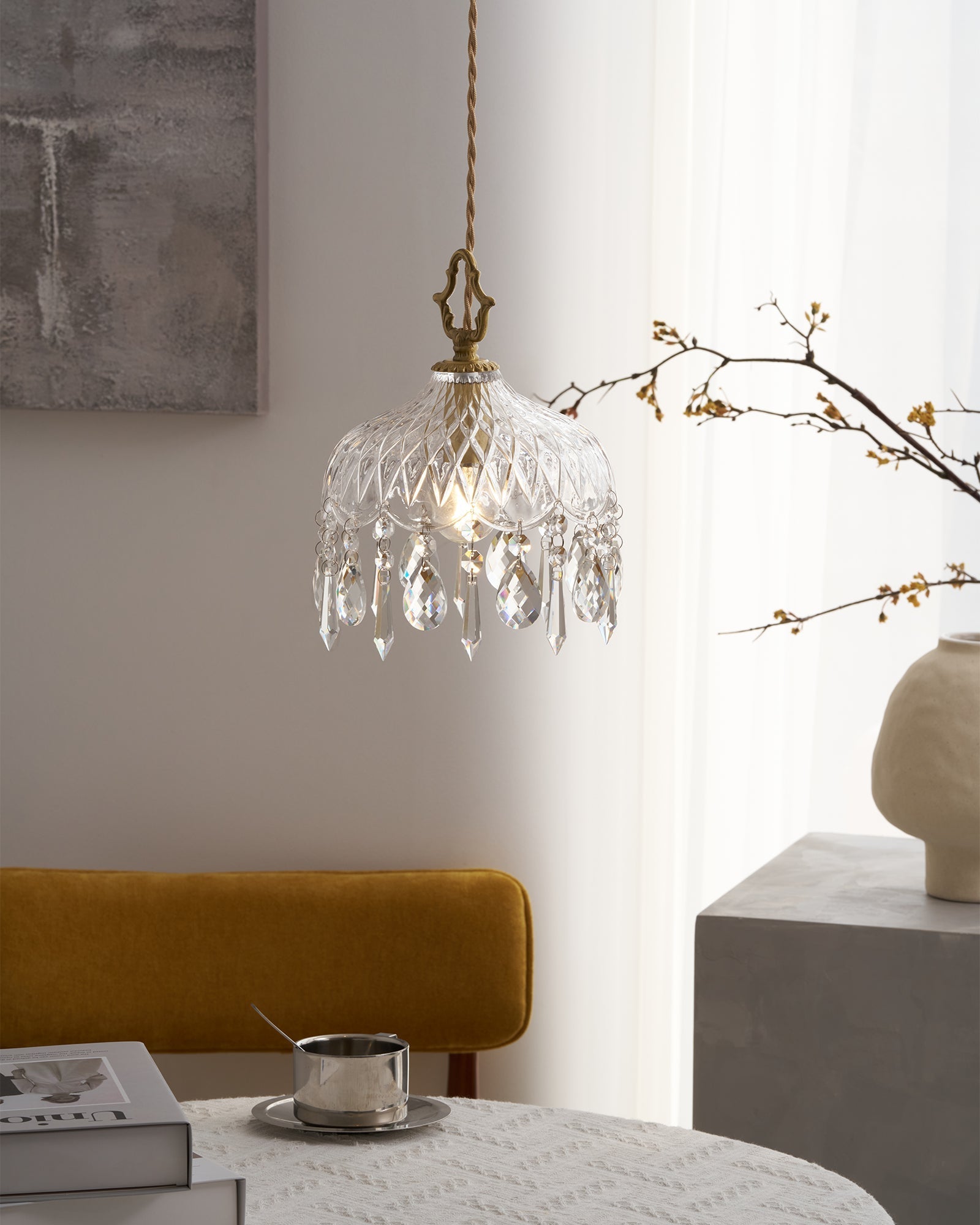 Elyran Crystal Vintage Pendant Lamp - Neutral Decor