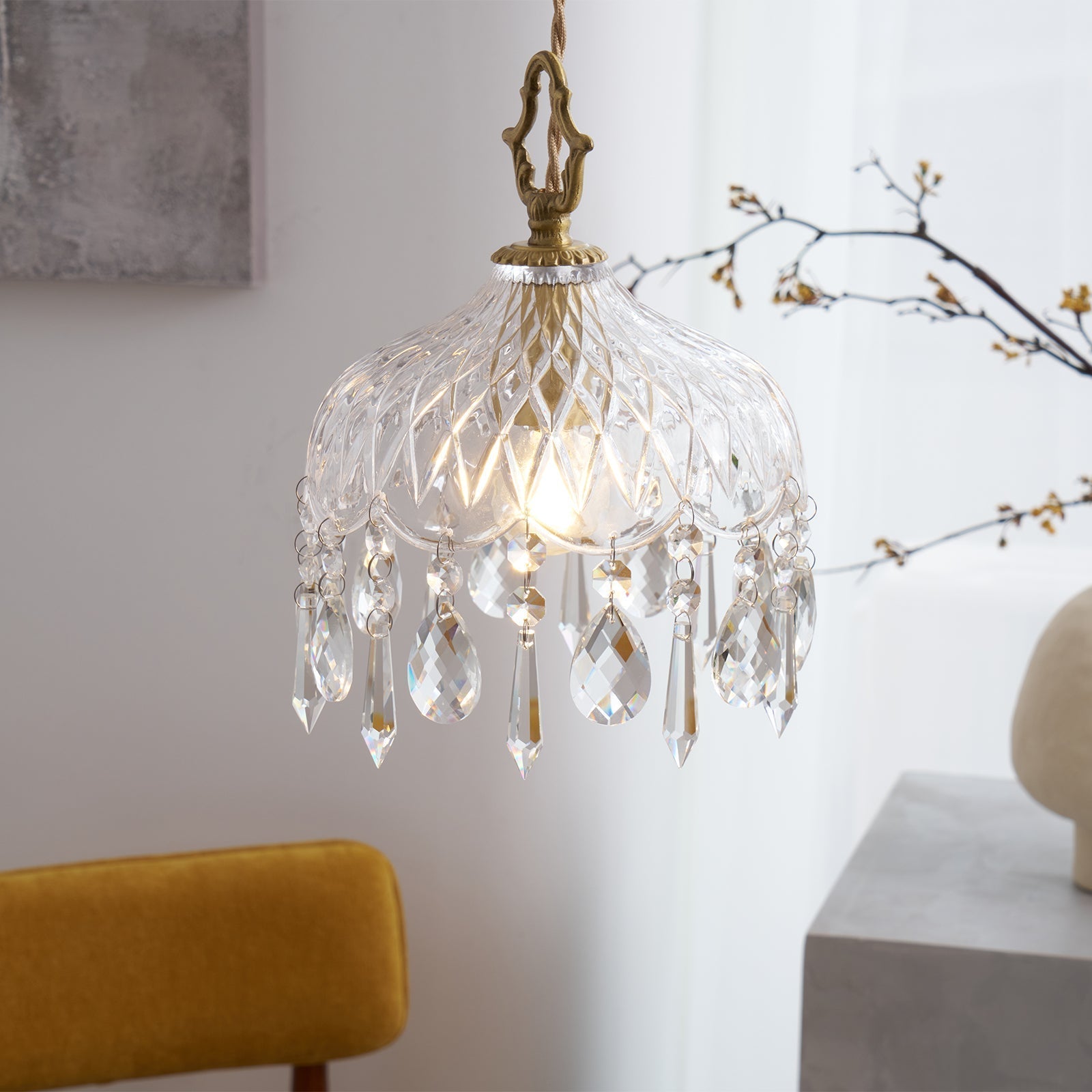 Elyran Crystal Vintage Pendant Lamp - Neutral Decor