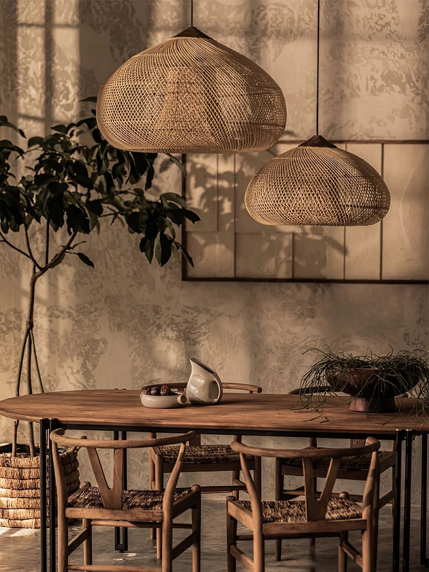 Canirora Pendant Lamp Rattan Swag Woven