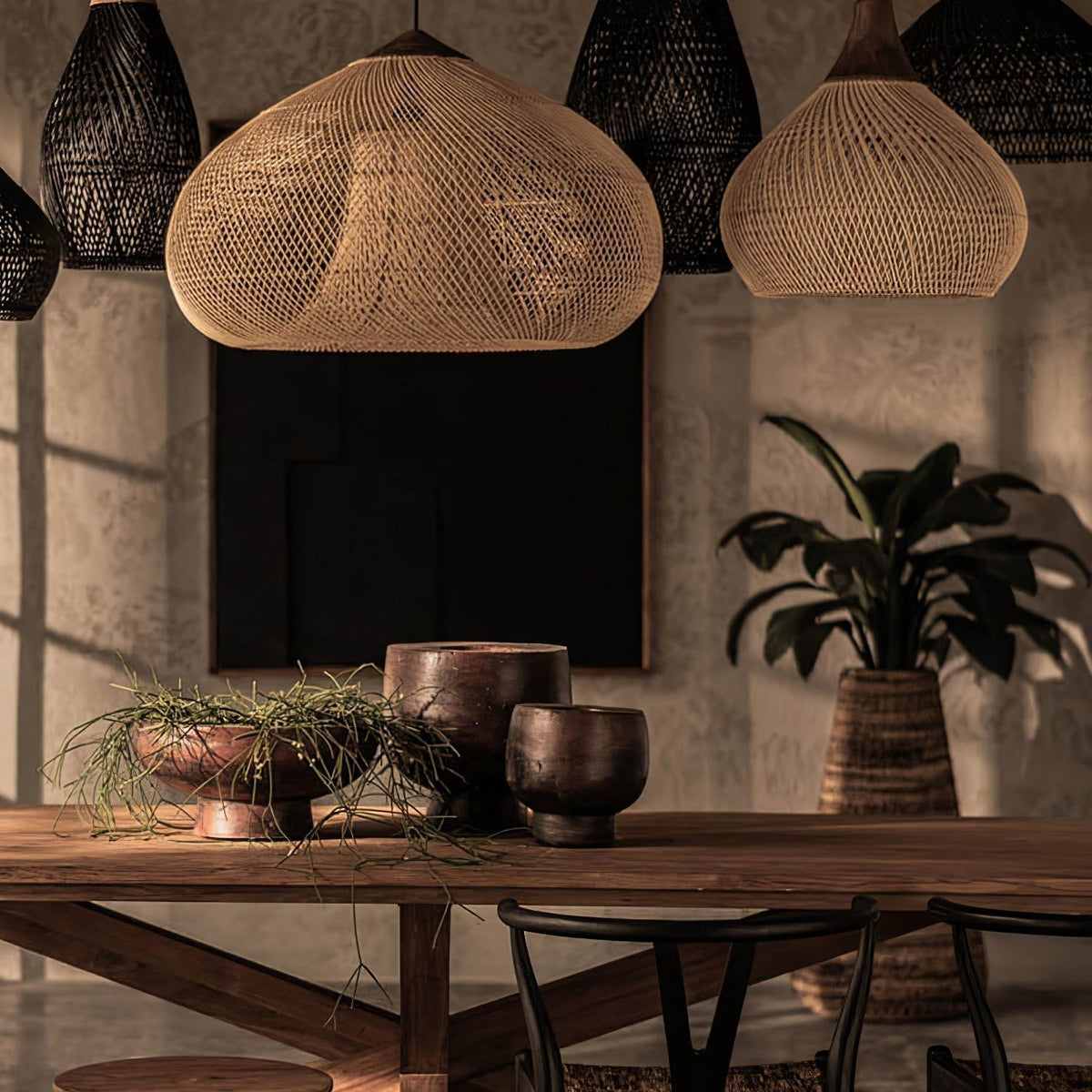 Melina Braided Rattan Pendant Light
