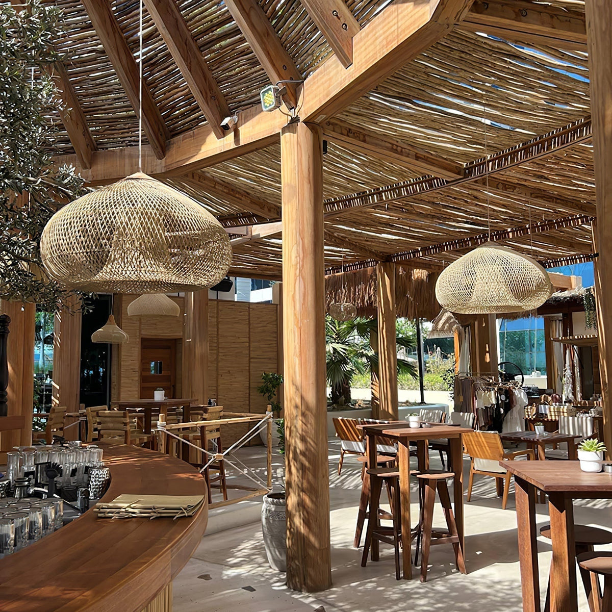 Canirora Pendant Lamp Rattan Swag Woven