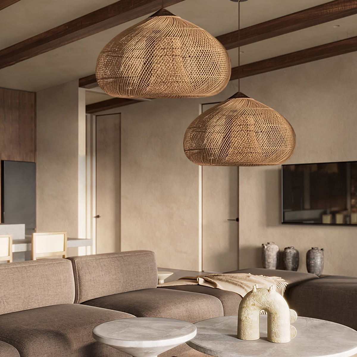 Canirora Pendant Lamp Rattan Swag Woven