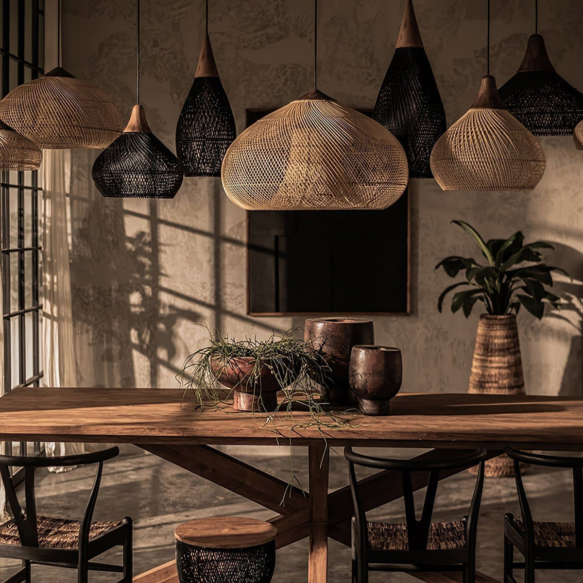 Melina Braided Rattan Pendant Light