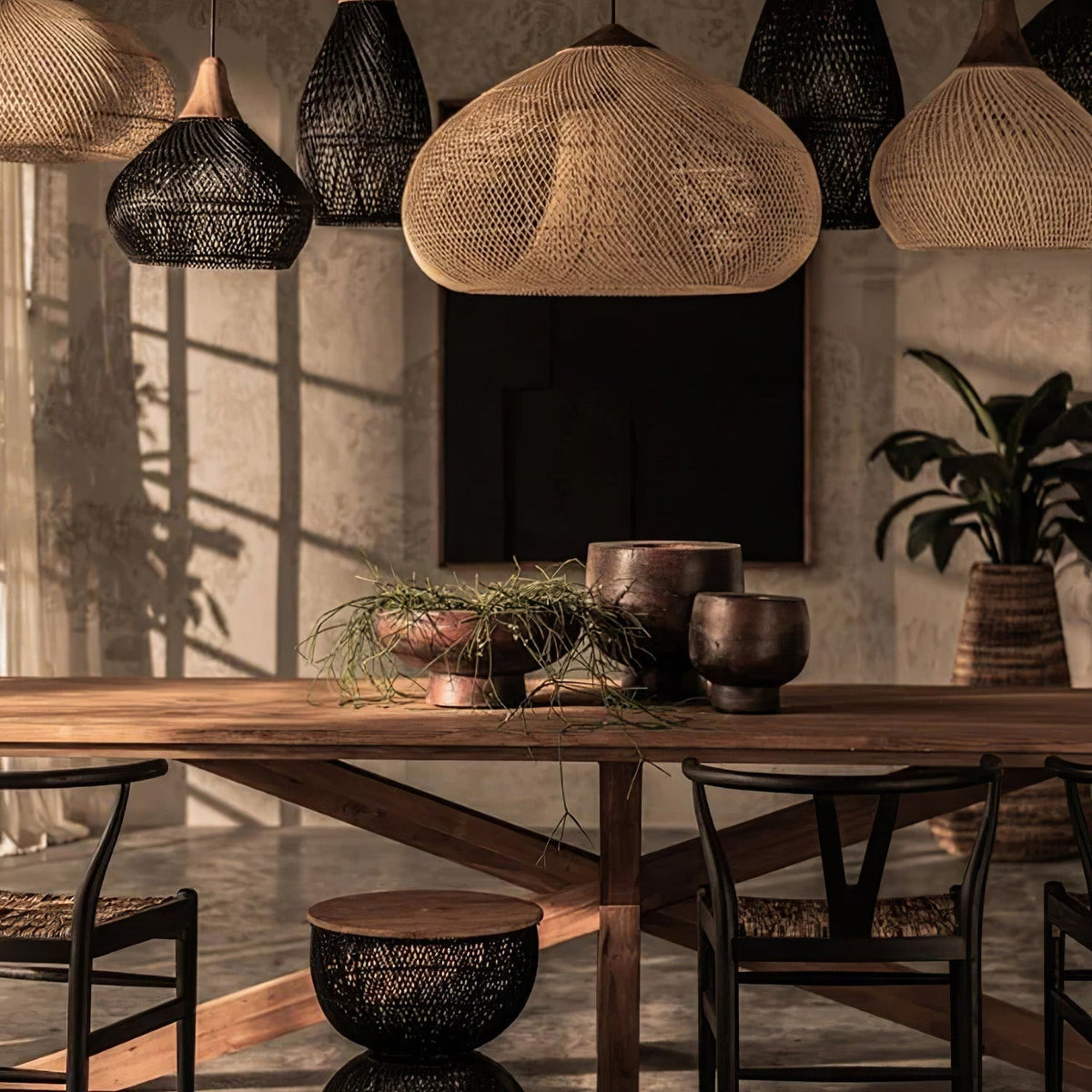 Melina Braided Rattan Pendant Light