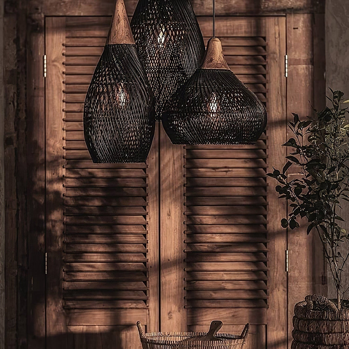 Melina Braided Rattan Pendant Light