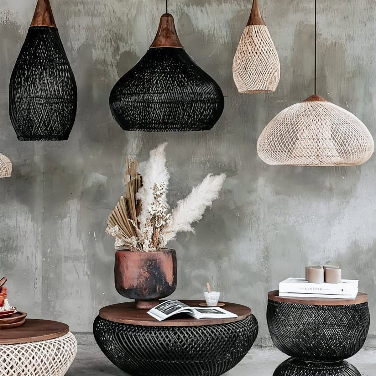 Melina Braided Rattan Pendant Light