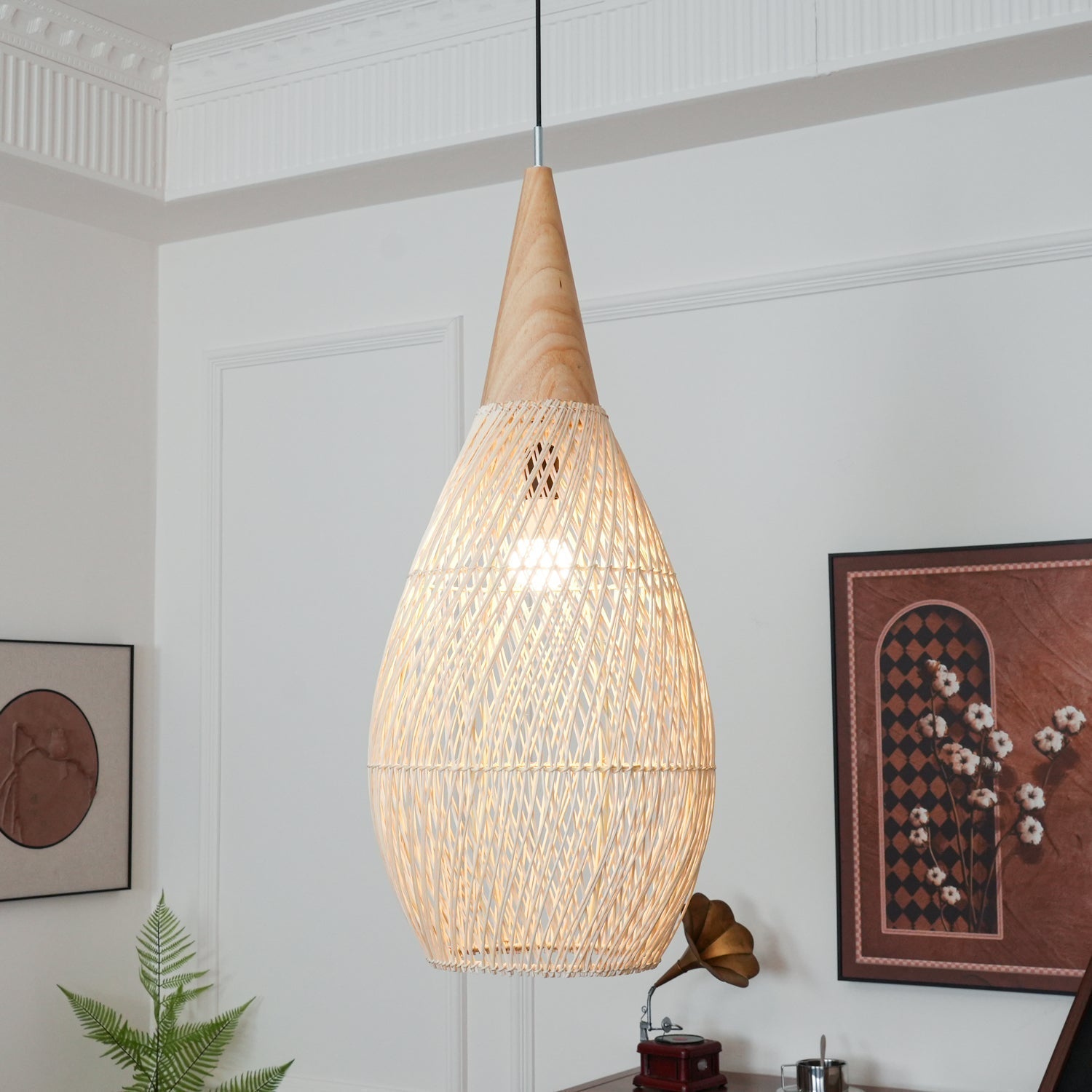Melina Braided Rattan Pendant Light