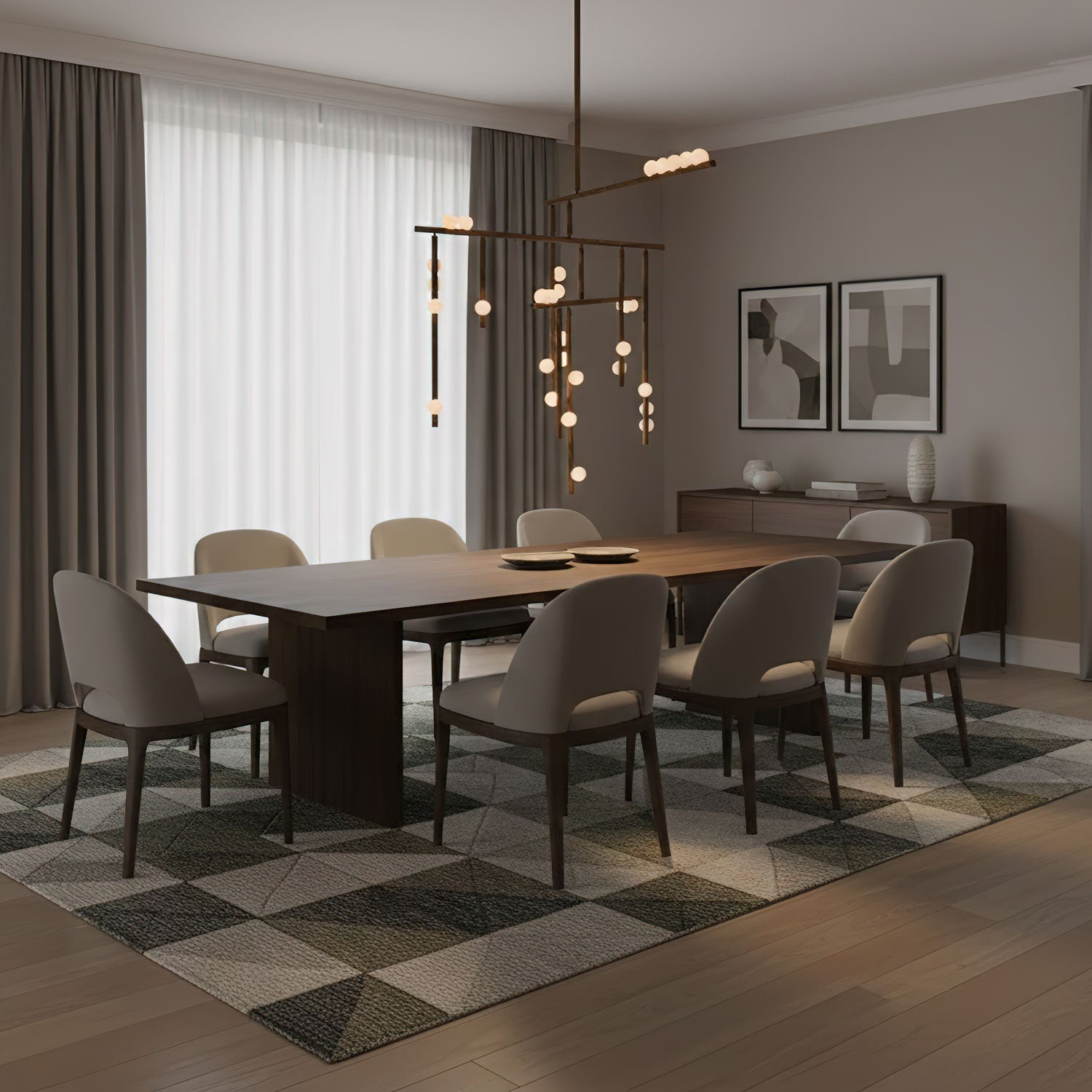 Miraview Brass Glass Drop Chandelier