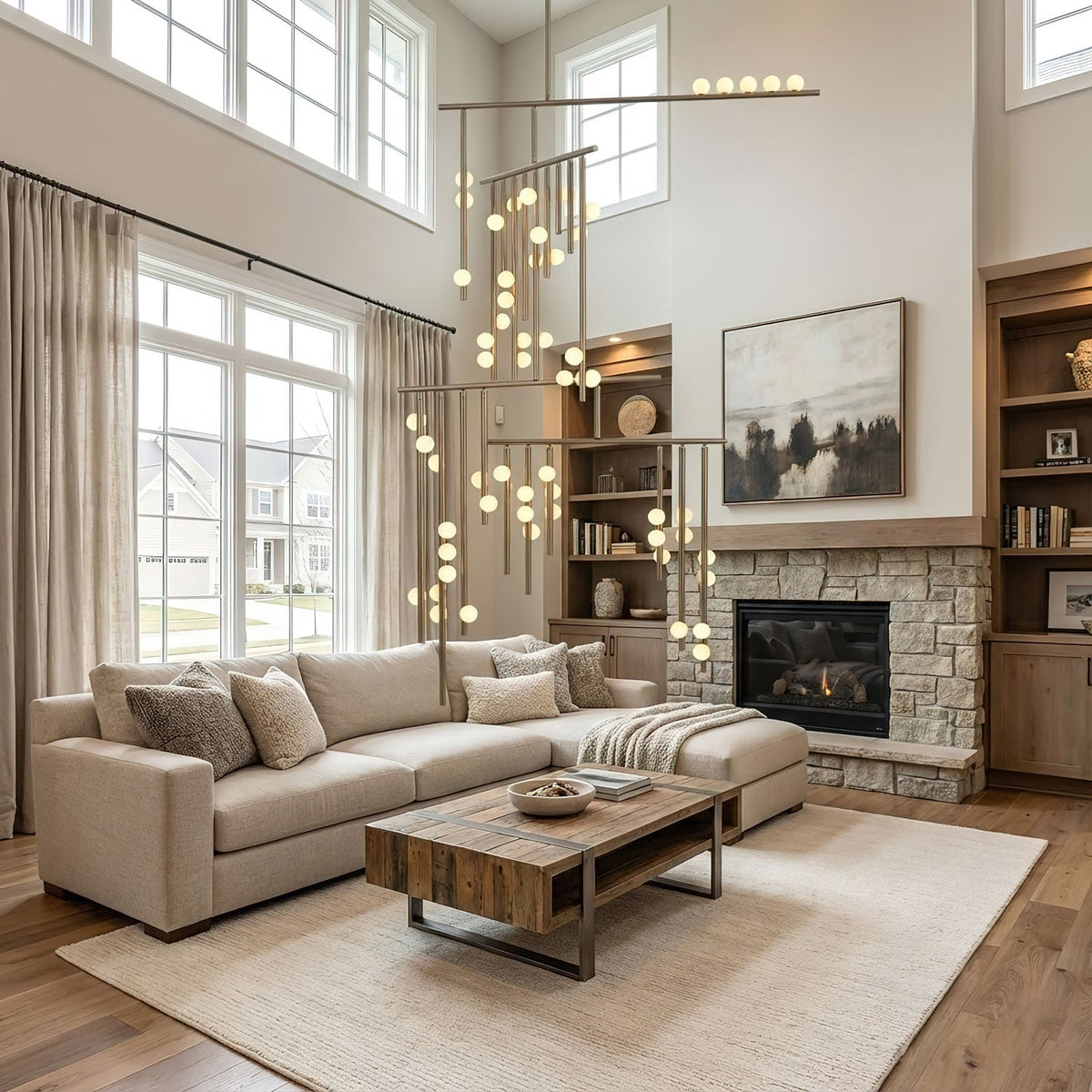 Miraview Brass Glass Drop Chandelier