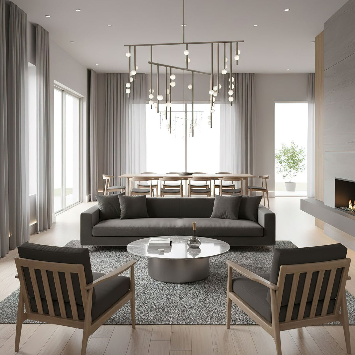 Miraview Brass Glass Drop Chandelier