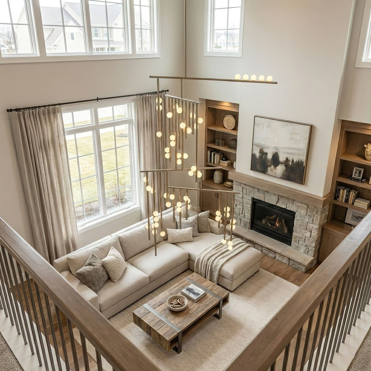 Miraview Brass Glass Drop Chandelier