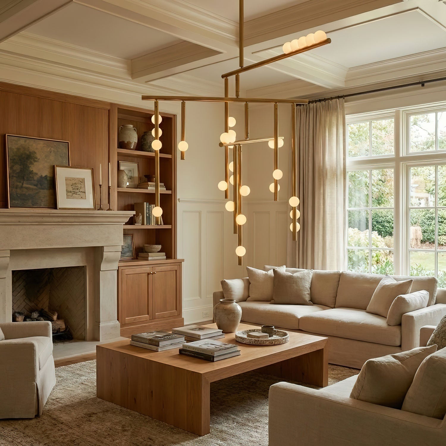 Miraview Brass Glass Drop Chandelier