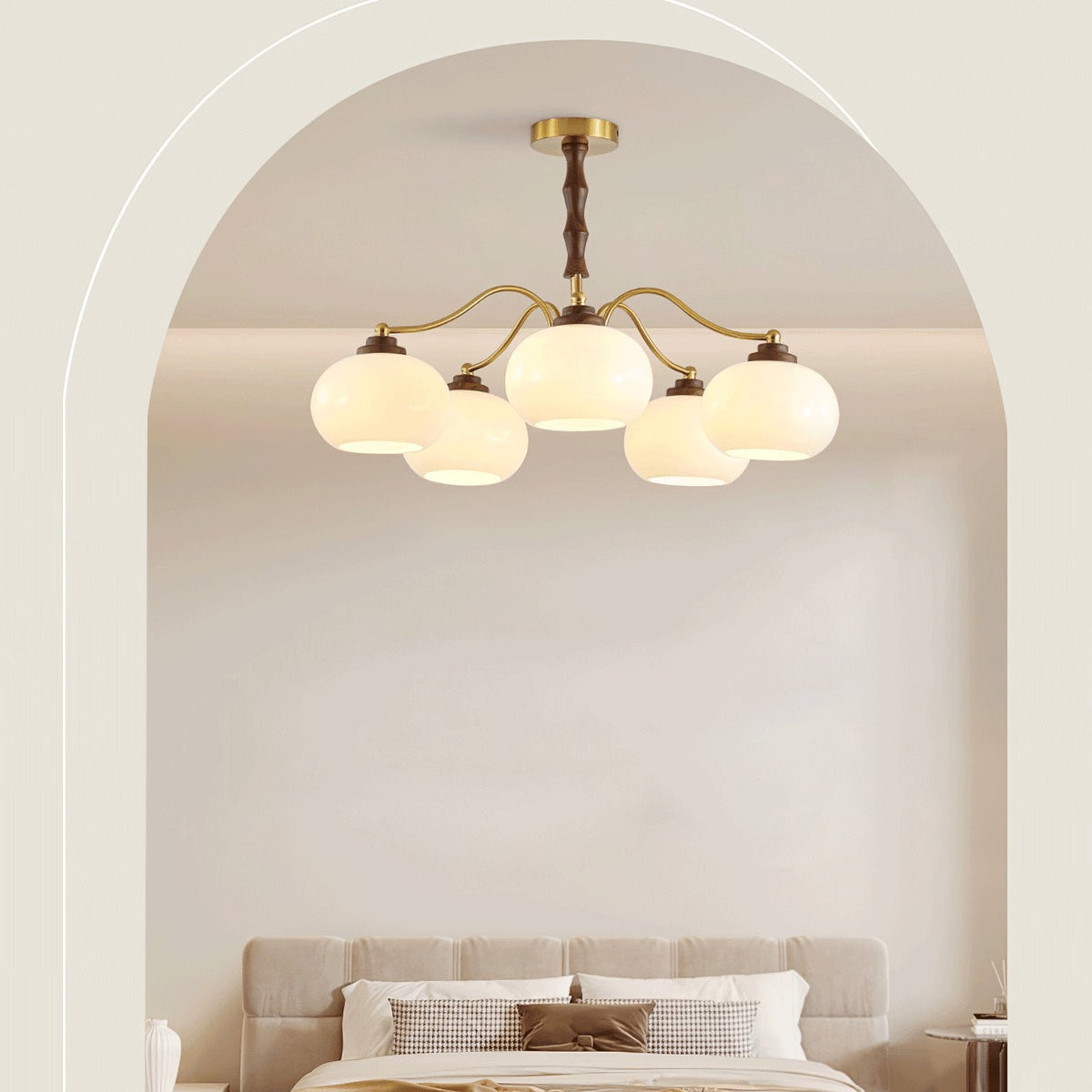 Sylaora Chandelier Walnut Glass Globe