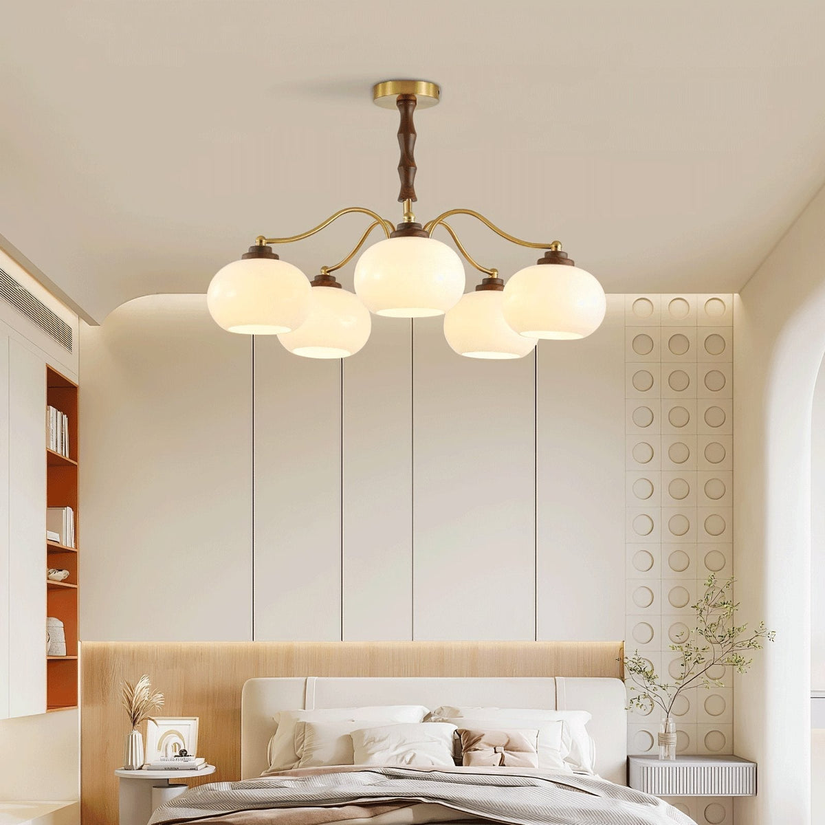 Sylaora Chandelier Walnut Glass Globe