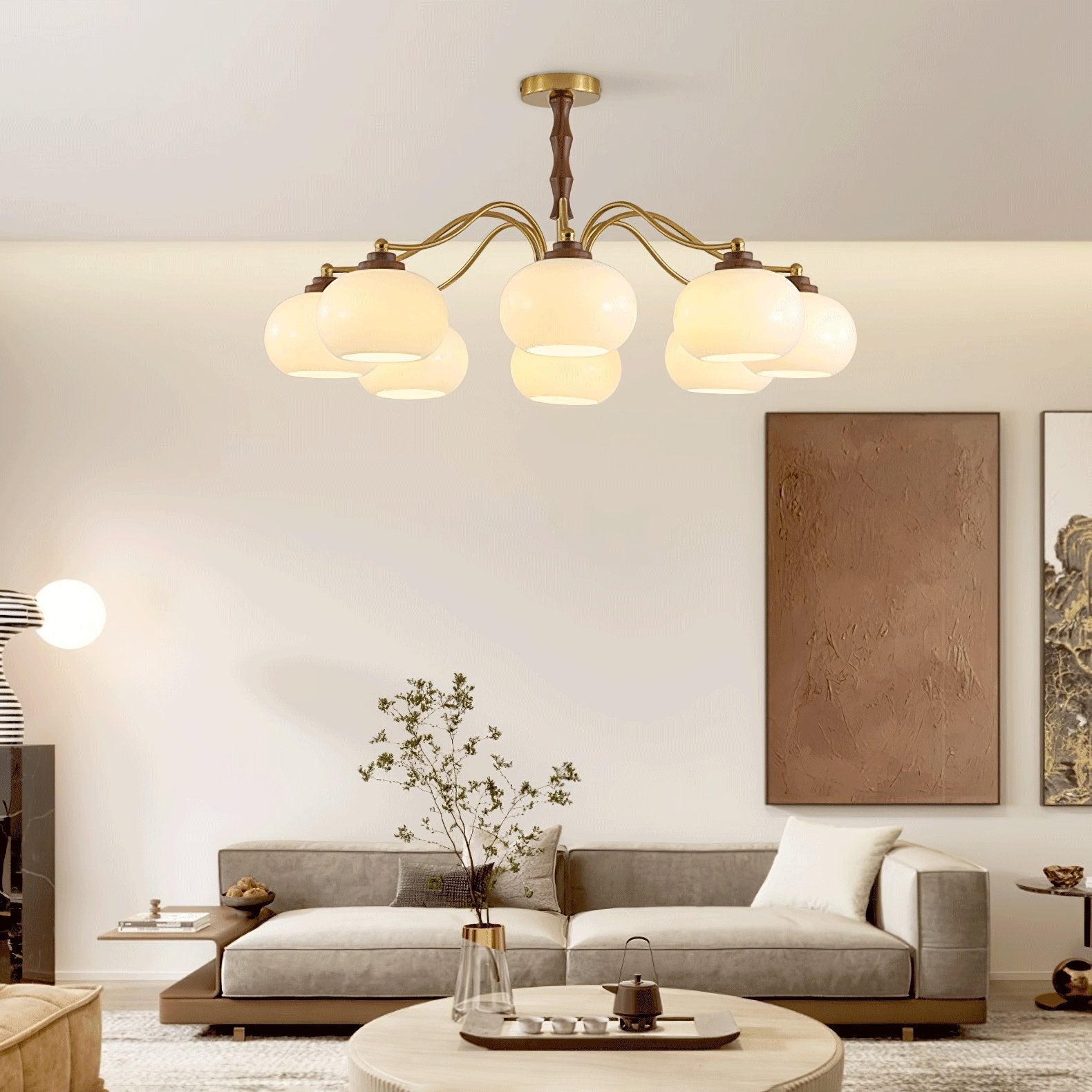 Sylaora Chandelier Walnut Glass Globe