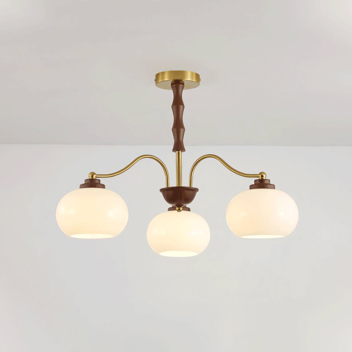 Sylaora Chandelier Walnut Glass Globe