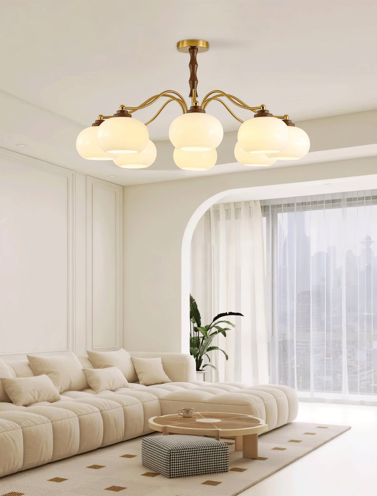 Sylaora Chandelier Walnut Glass Globe