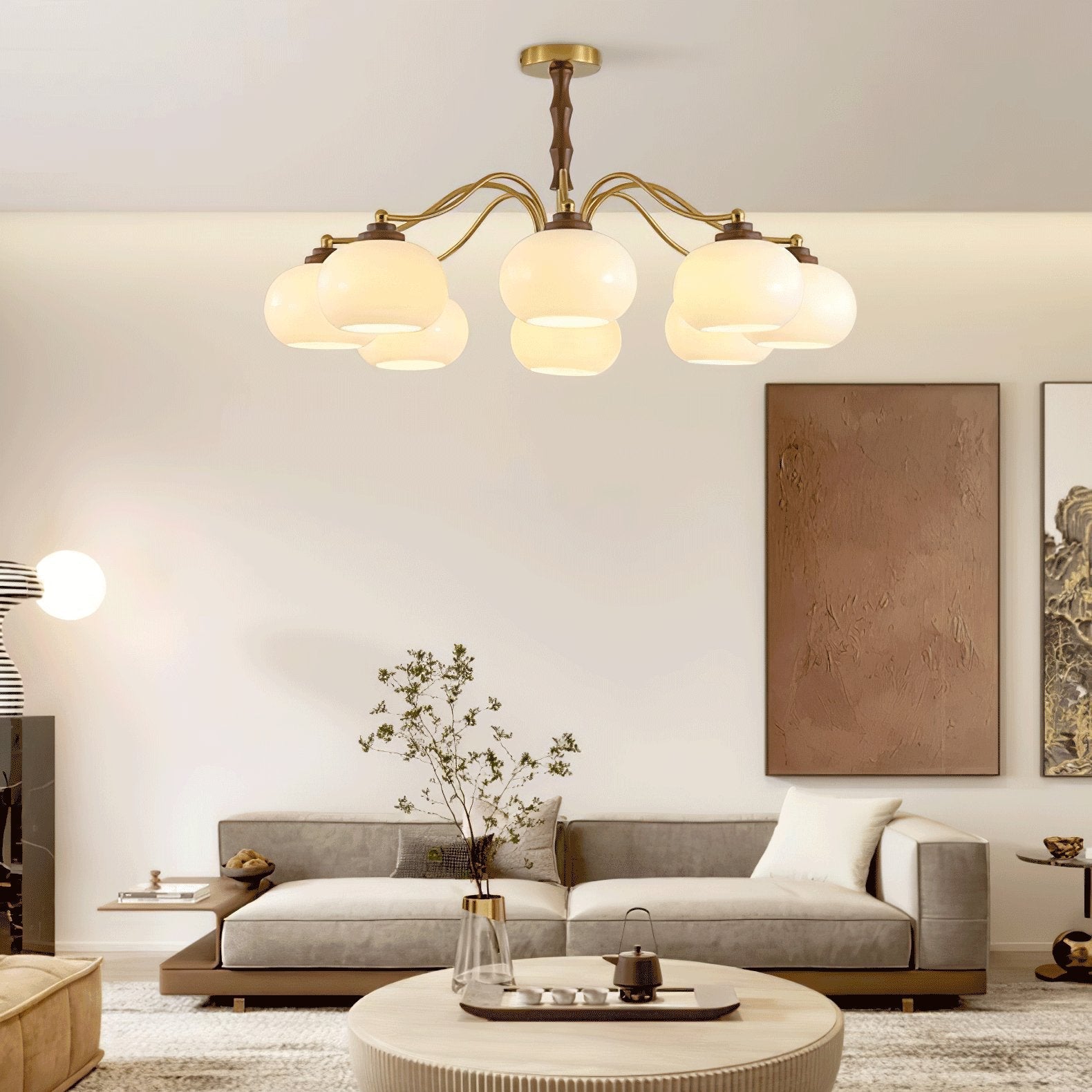 Sylaora Chandelier Walnut Glass Globe