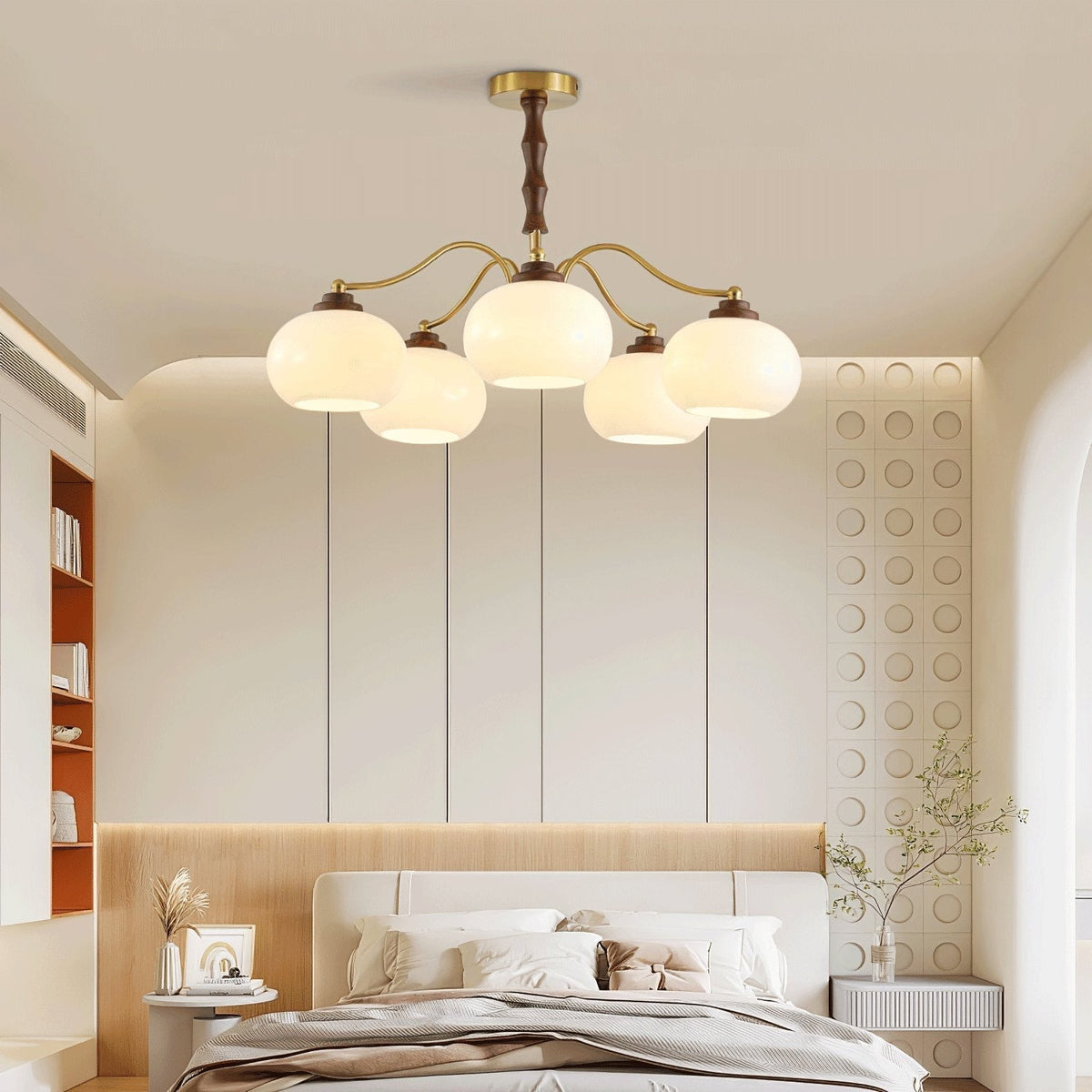 Sylaora Chandelier Walnut Glass Globe