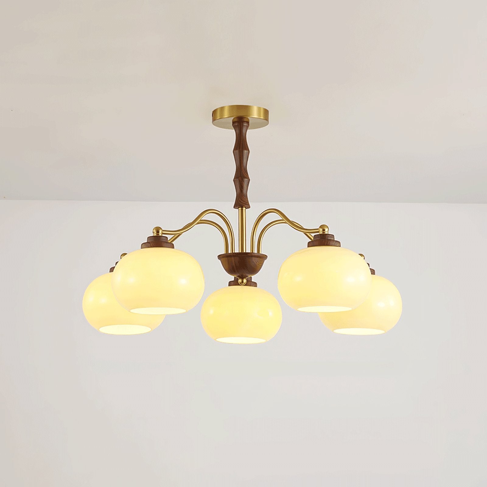 Sylaora Chandelier Walnut Glass Globe