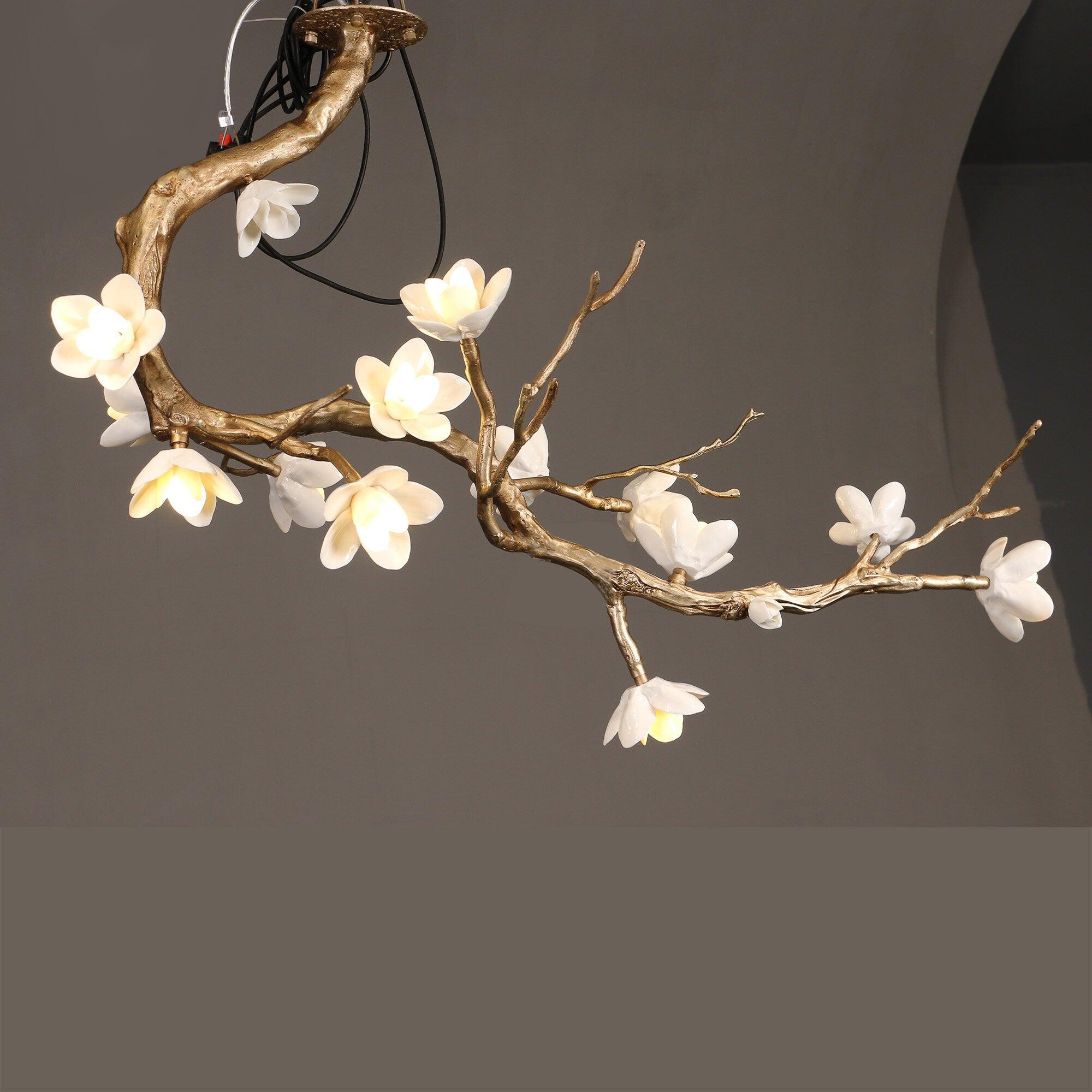 Solenira Chandelier Brass Flower Branch Natural