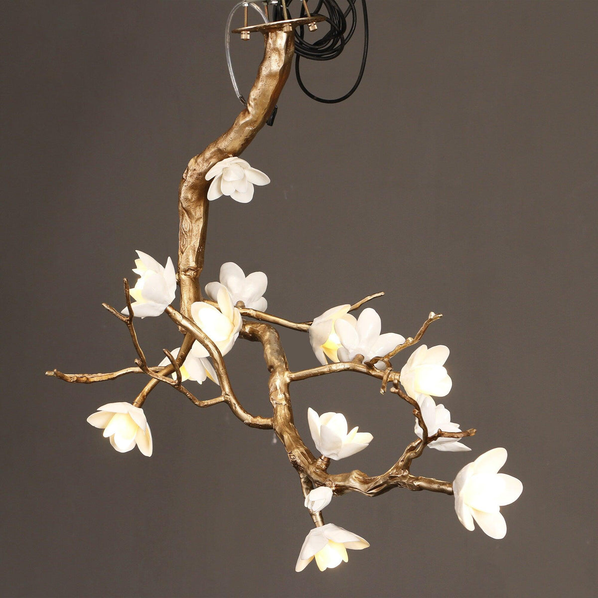 Solenira Chandelier Brass Flower Branch Natural