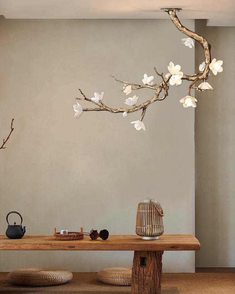 Solenira Chandelier Brass Flower Branch Natural
