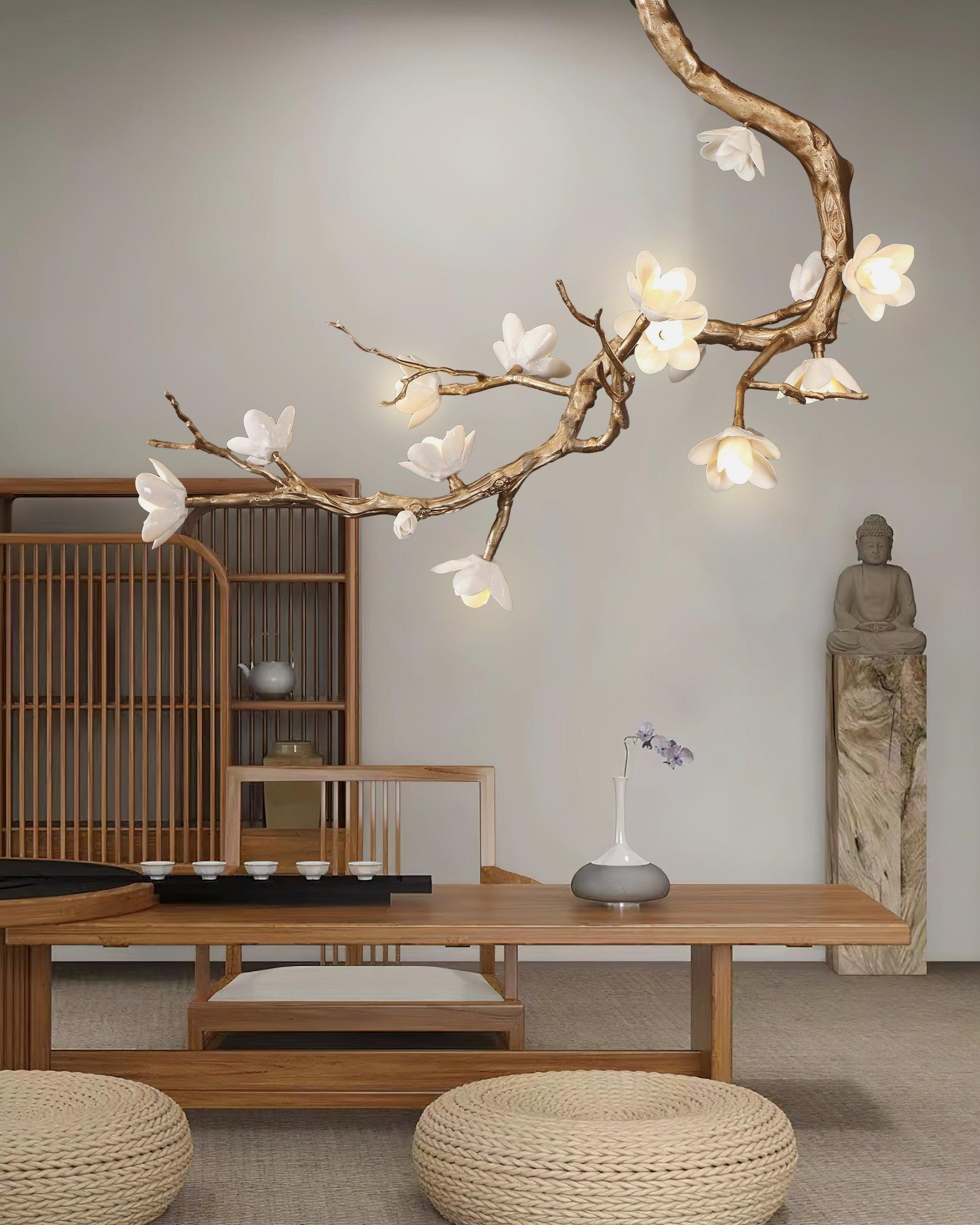 Solenira Chandelier Brass Flower Branch Natural