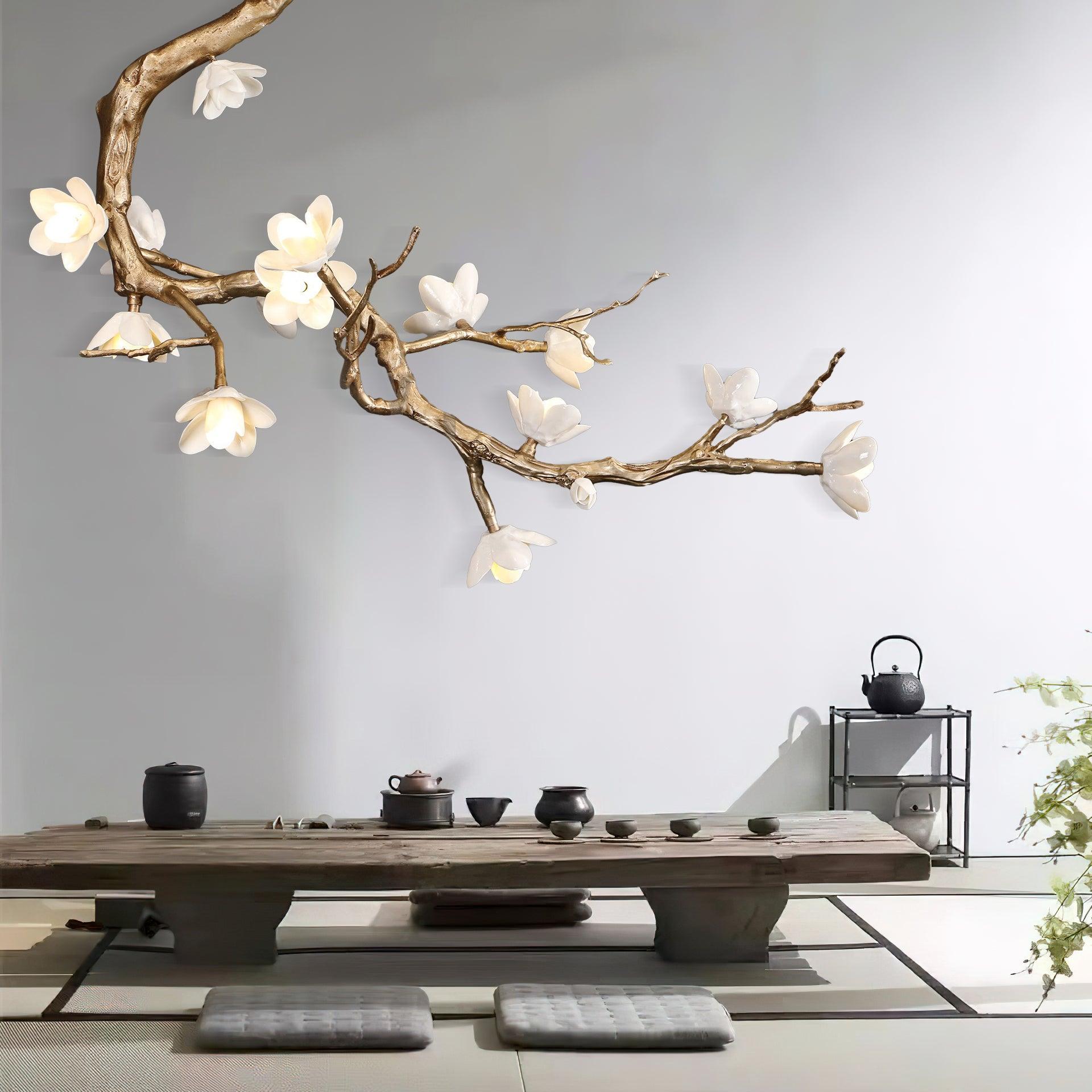 Solenira Chandelier Brass Flower Branch Natural