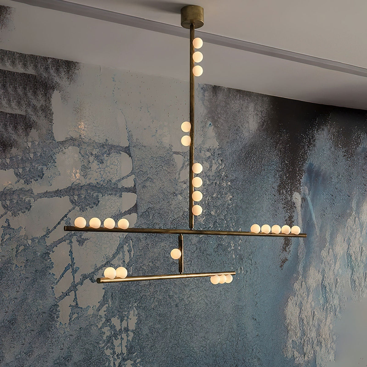 Miraview Brass Glass Drop Chandelier