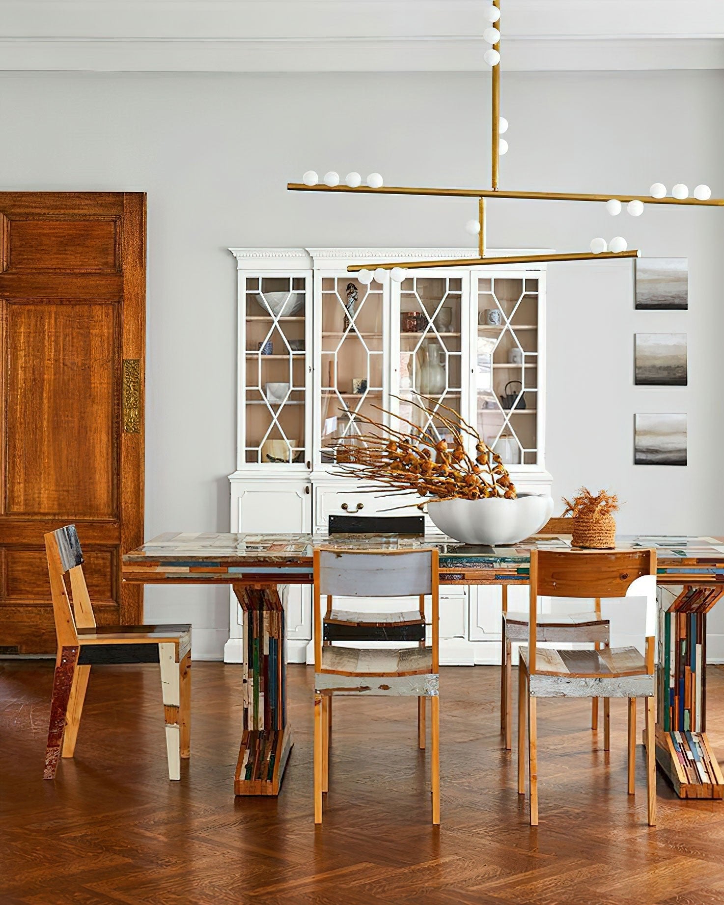 Miraview Brass Glass Drop Chandelier