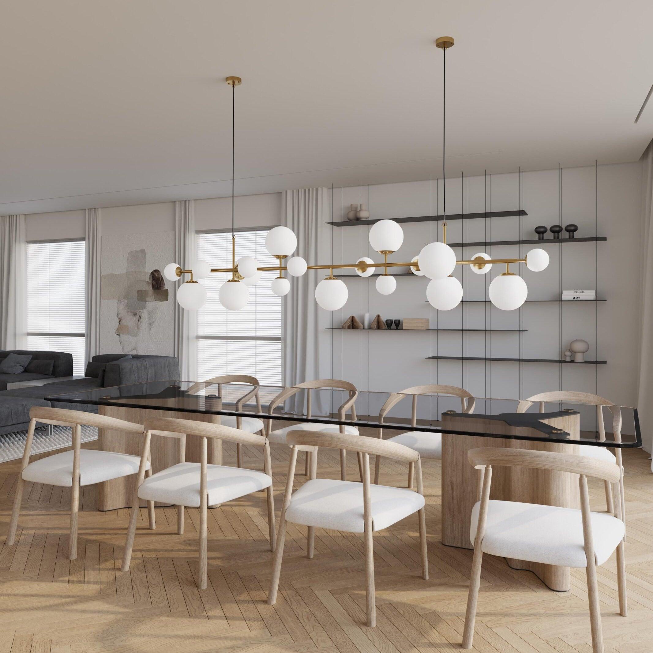 Velaena Chandelier Brass Glass Globe