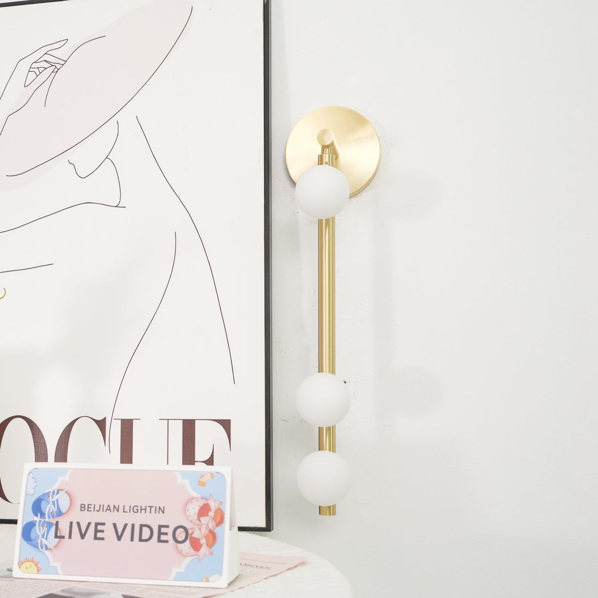 Pamela Tube Plug-in Brass Glass Wall Lamp